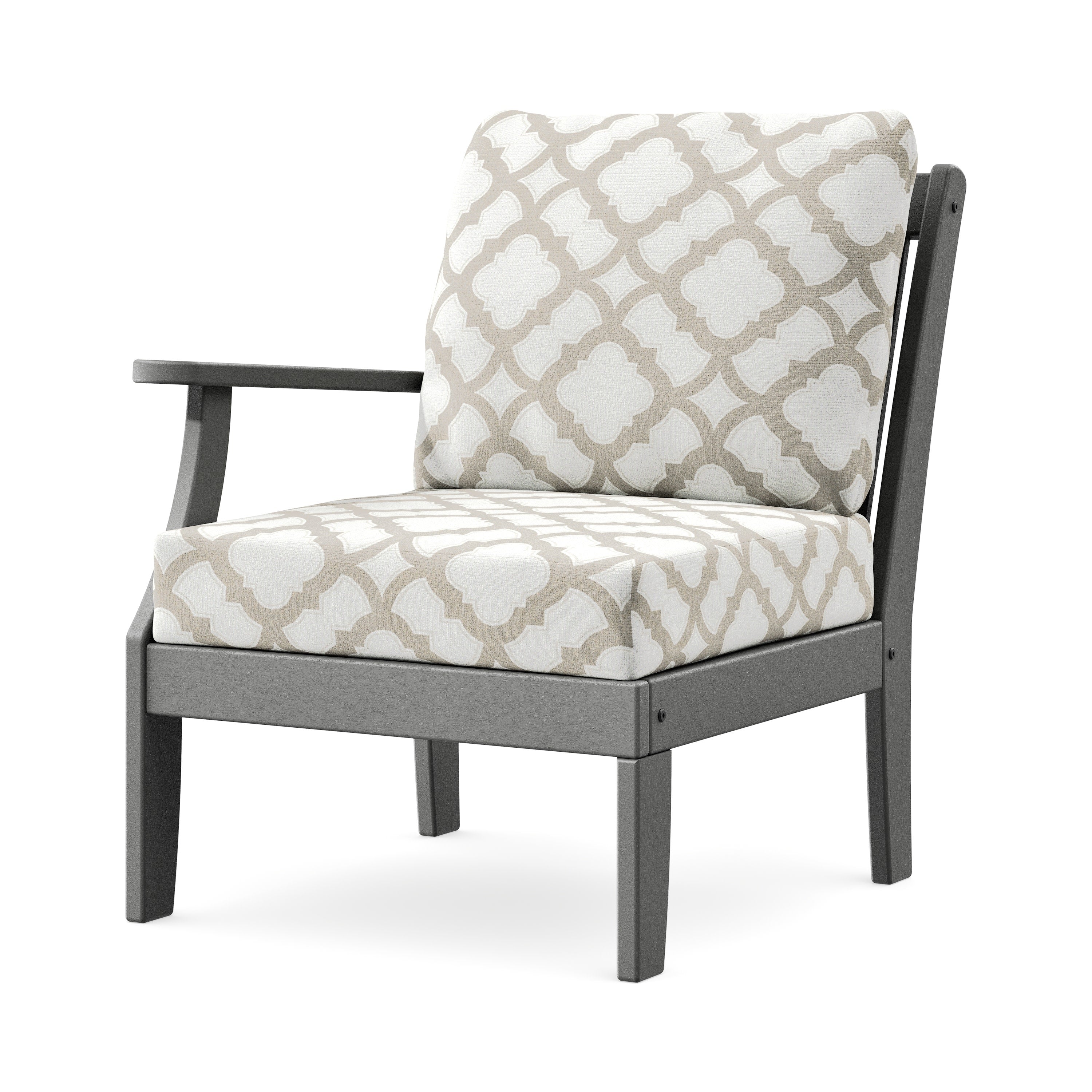Braxton Modular Left Arm Chair in Slate Grey / Trellis Dune Burlap