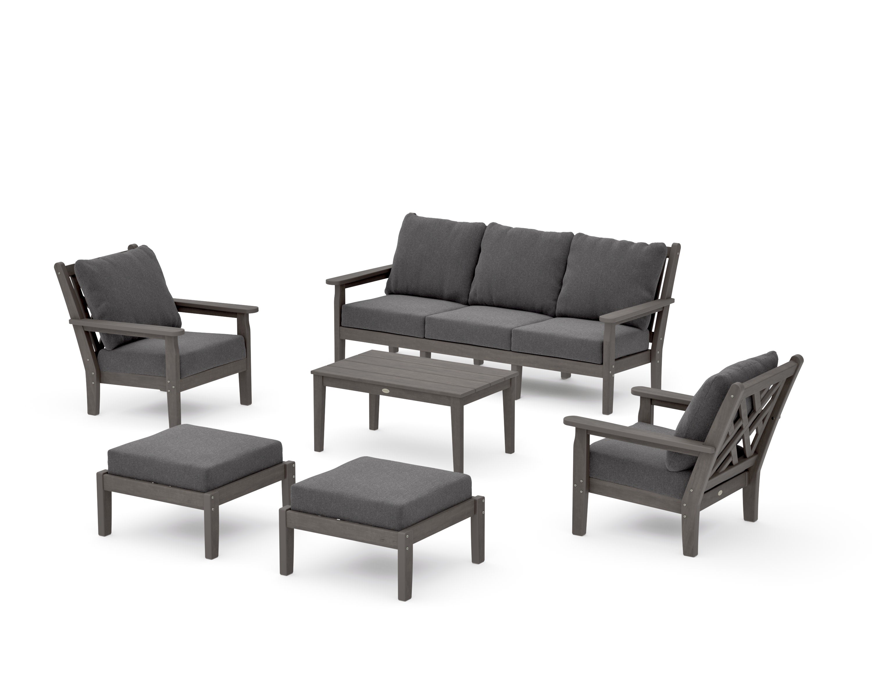 Chippendale 6-Piece Lounge Sofa Set in Driftwood / Ash Charcoal