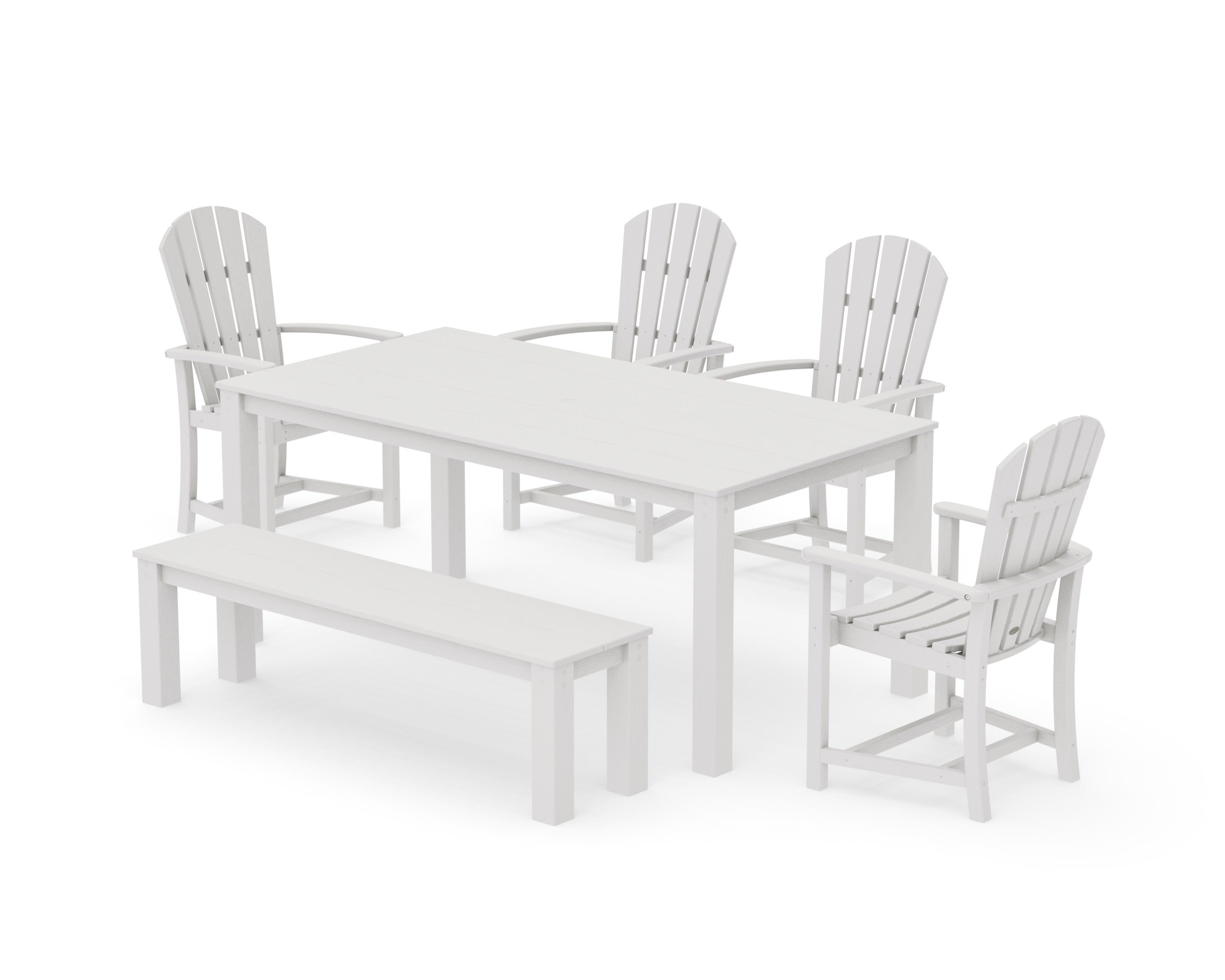 Palm Coast 6-Piece Parsons Dining Set with Bench in Vintage White