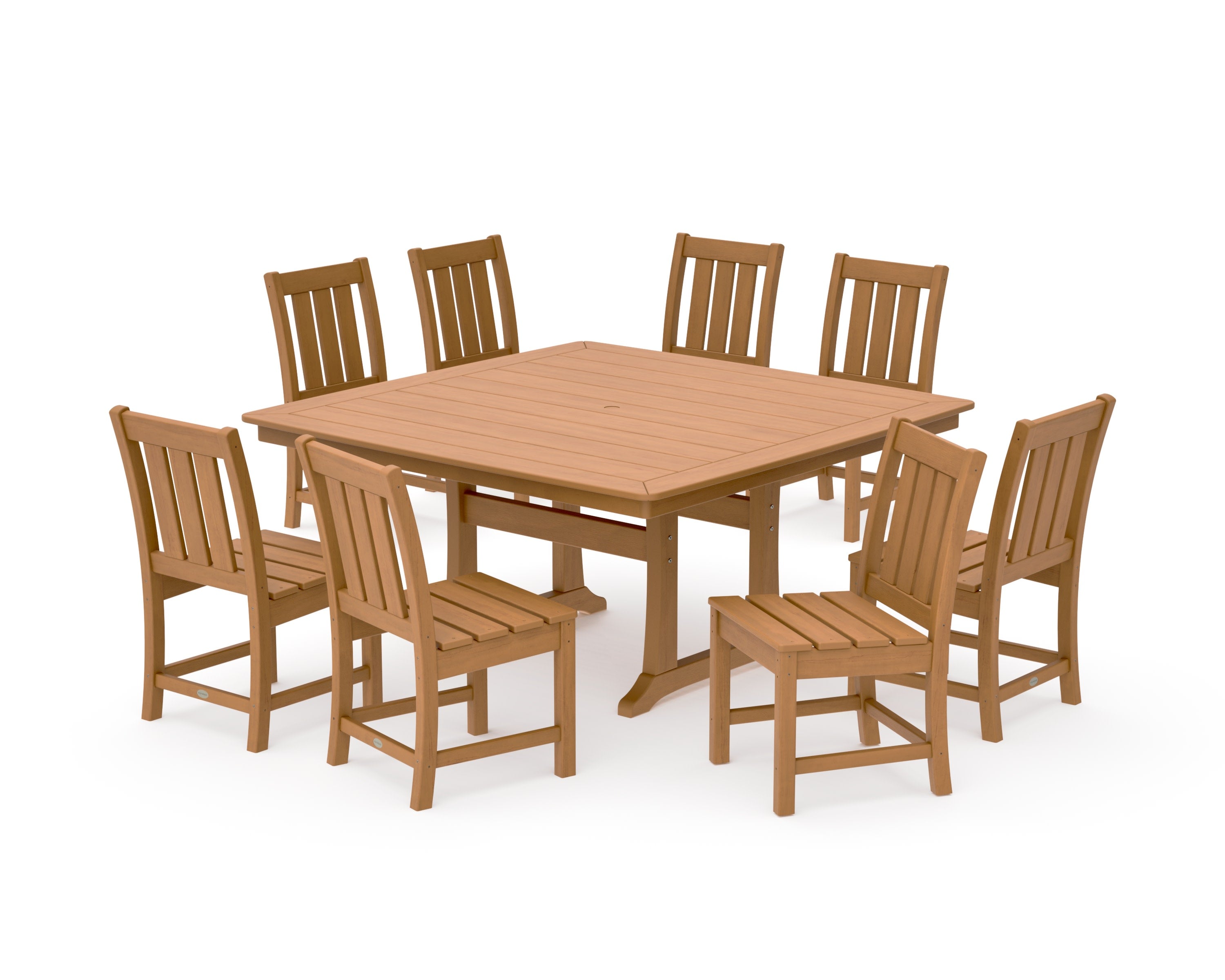 Oxford Side Chair 9-Piece Square Dining Set with Trestle Legs in Natural