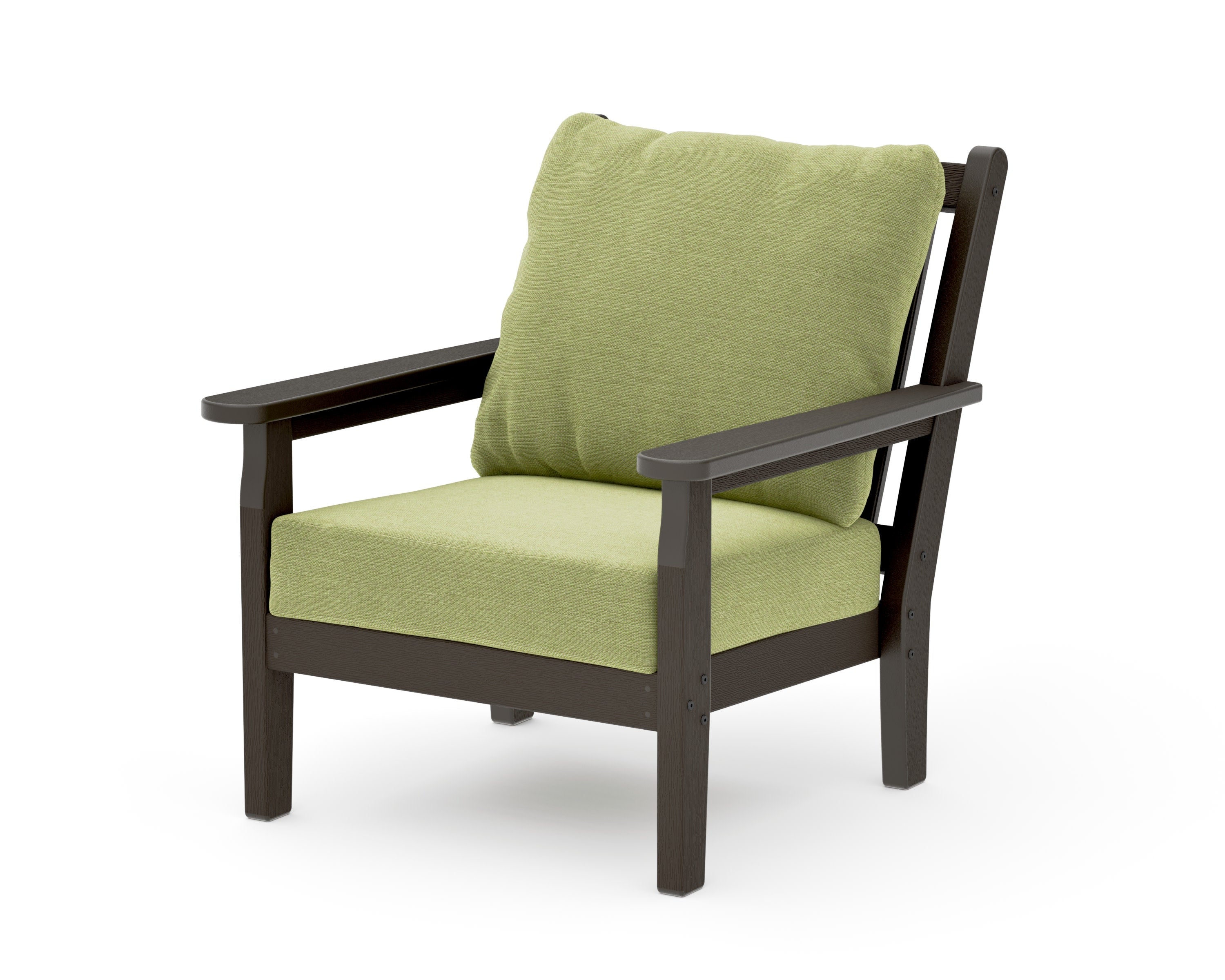 Chippendale Deep Seating Chair in Vintage Coffee / Chartreuse Boucle