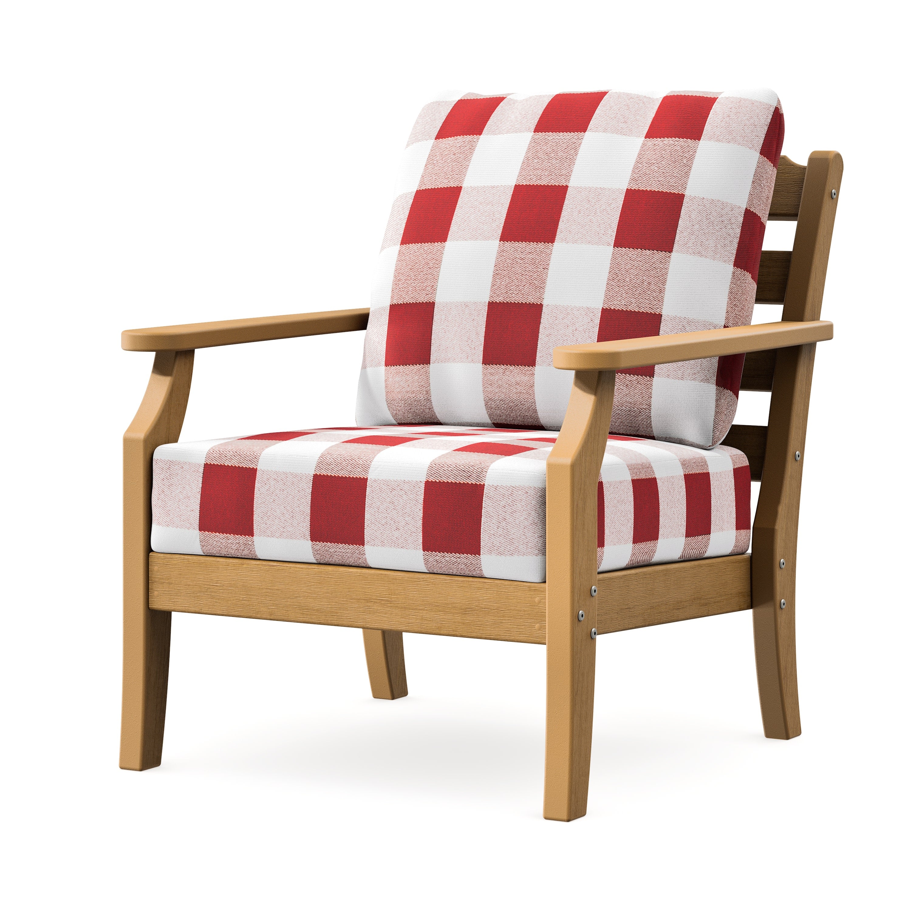 Savannah Deep Seating Chair in Natural / Buffalo Plaid Crimson