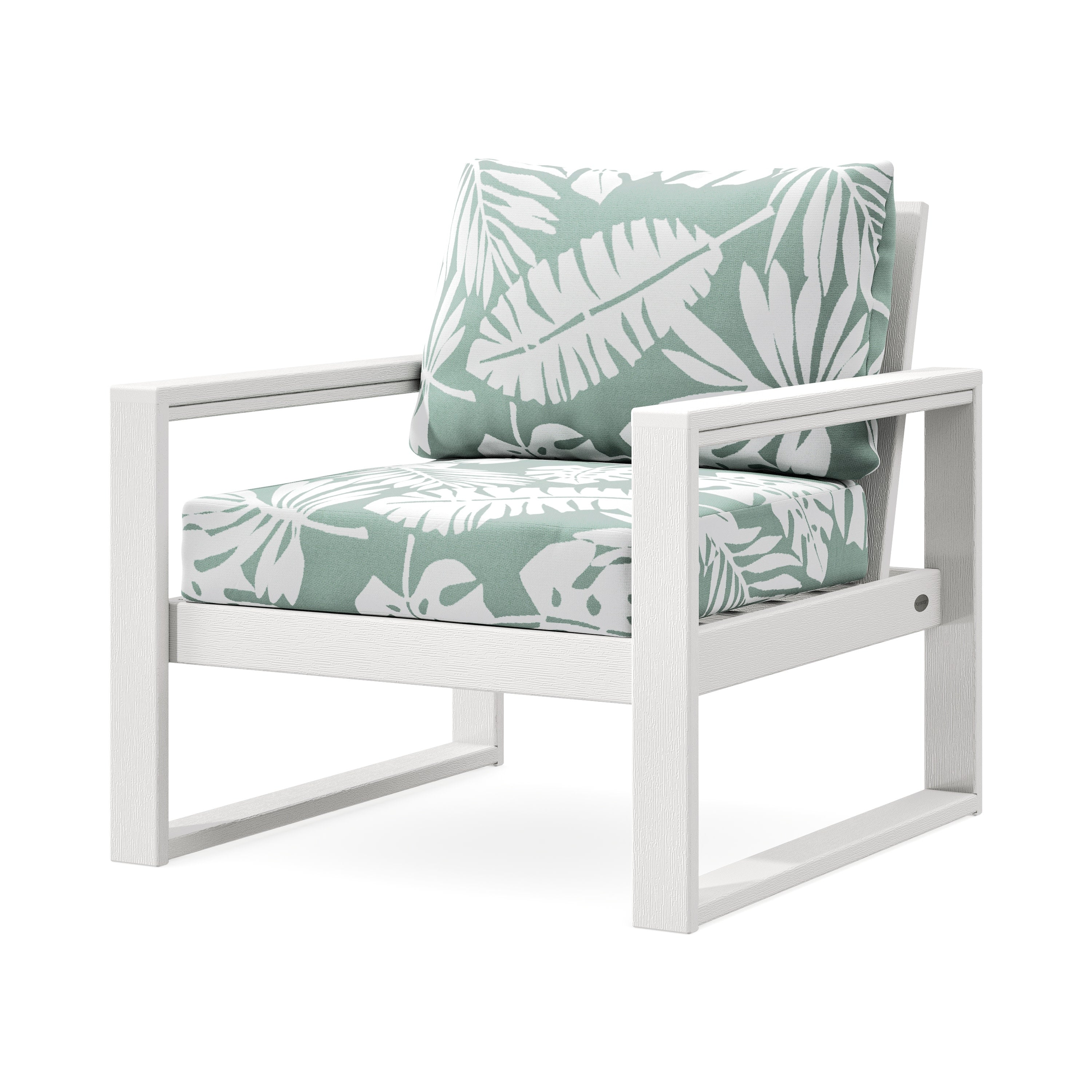 EDGE Club Chair in Vintage White / Leaf Glacier Spa