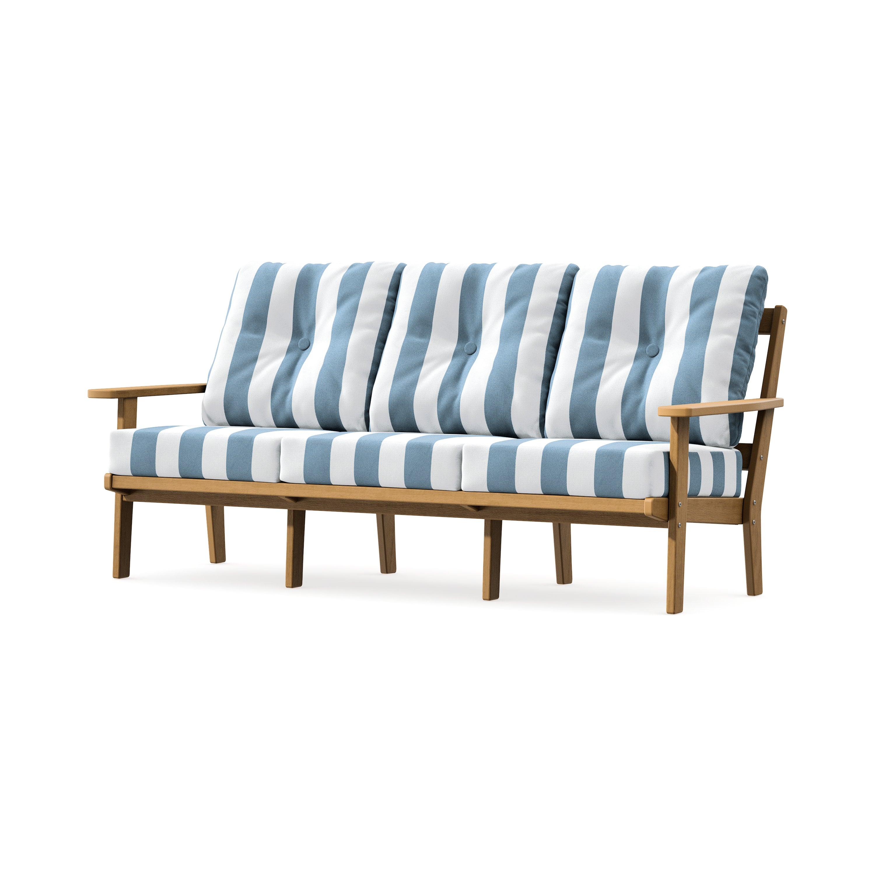 PrairieDeep Seating Sofa in Natural / Cabana Stripe Sky Blue