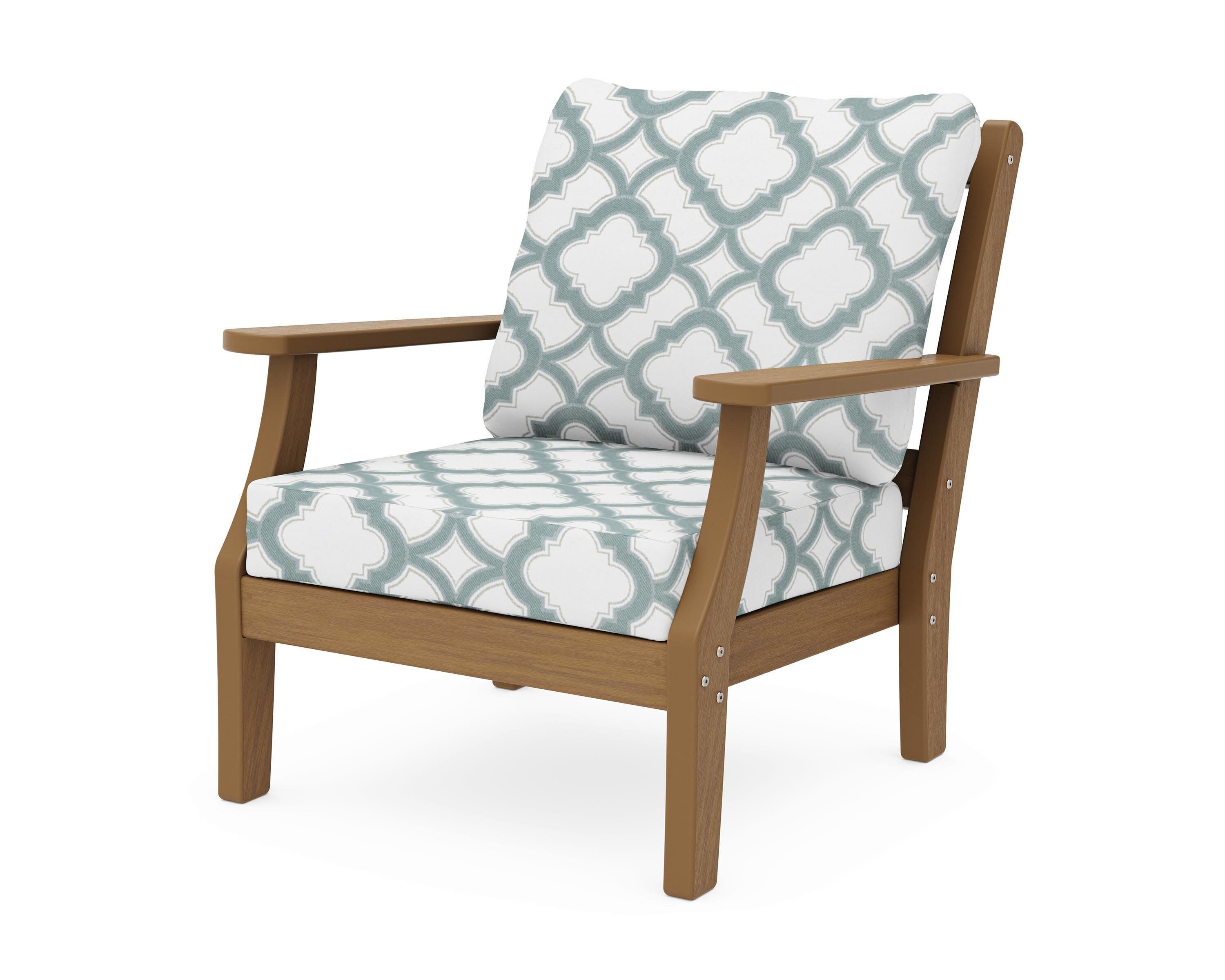 Chinoiserie Deep Seating Chair in Natural / Trellis Glacier Spa