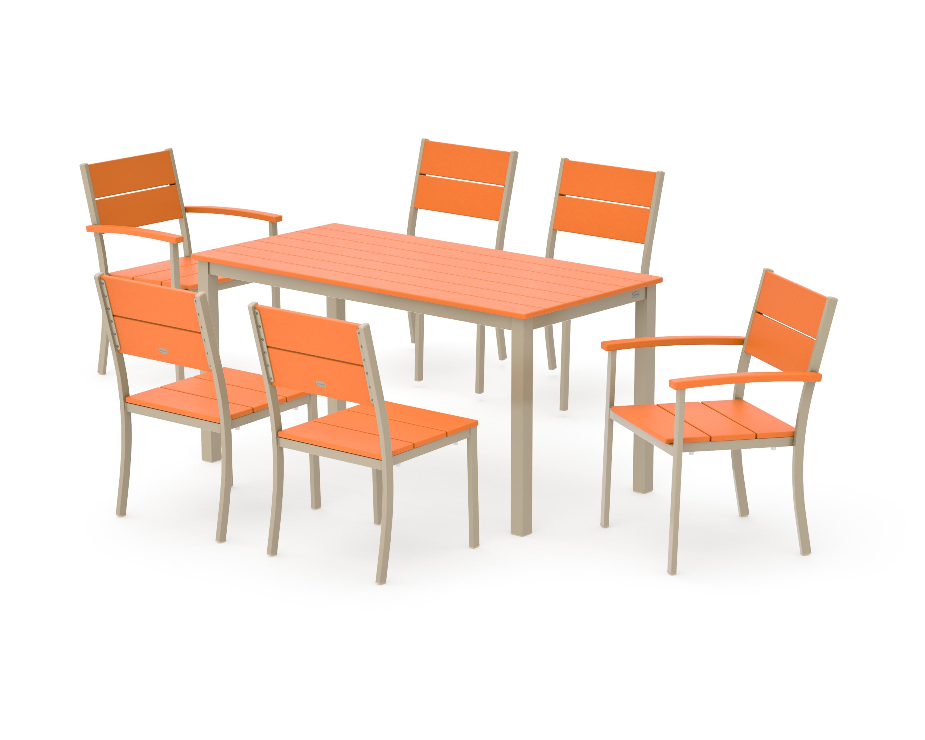 Main Street 7-Piece Dining Set in Sand / Tangerine