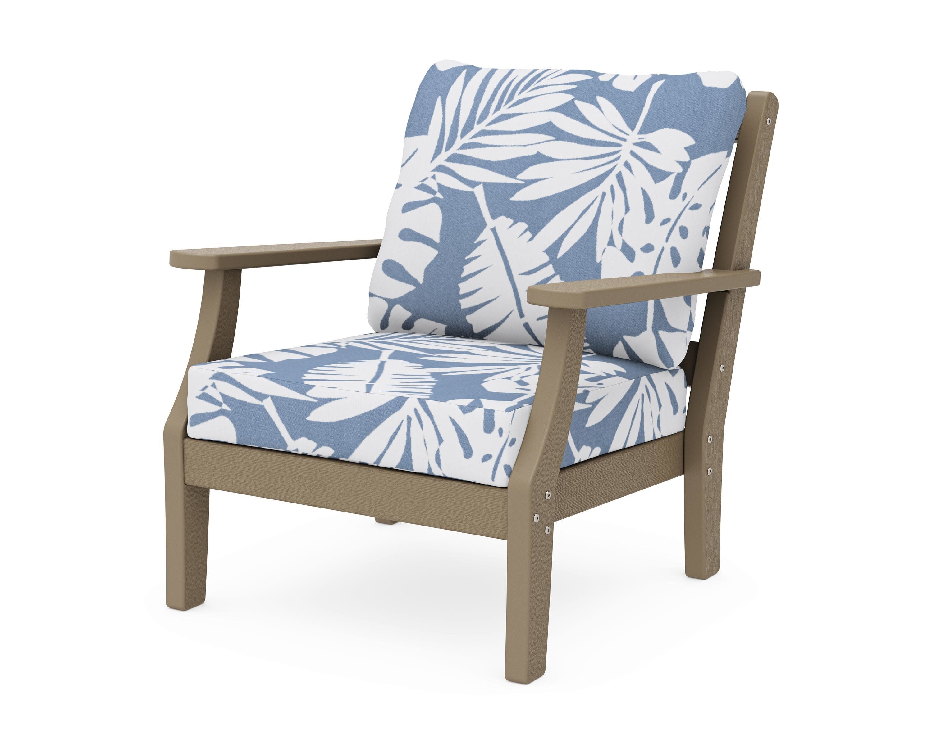 Chinoiserie Deep Seating Chair in Vintage Sahara / Leaf Sky Blue