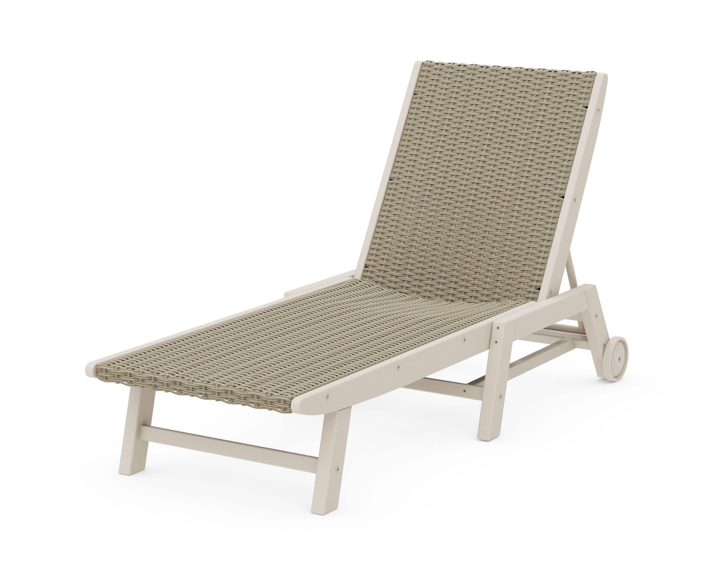 Coastal Woven Chaise with Wheels in Sand / Dune Grass