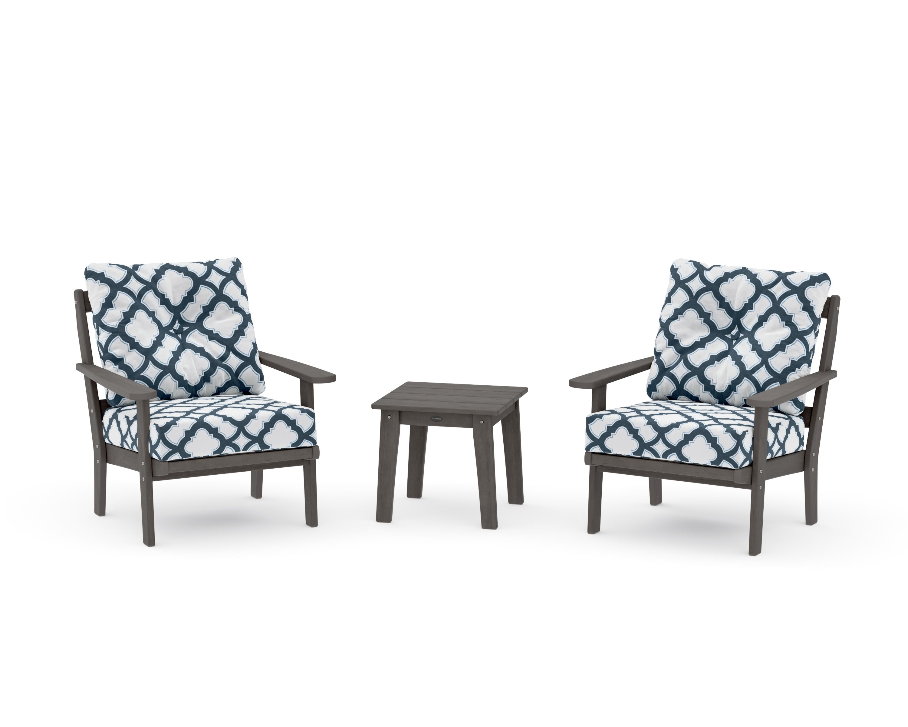 Mission 3-Piece Deep Seating Set in Driftwood / Trellis Marine Indigo