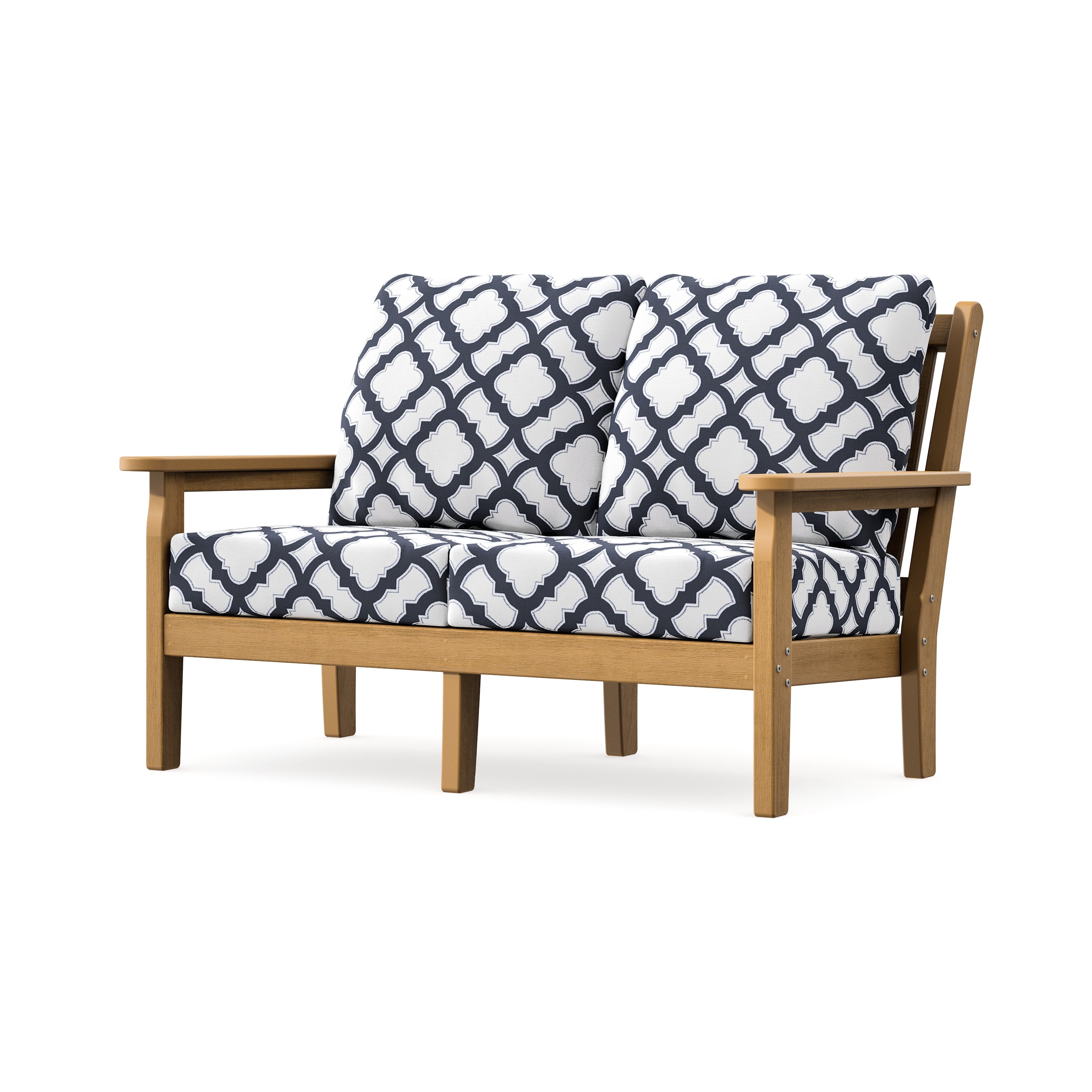 Chippendale Deep Seating Loveseat in Natural / Trellis Navy