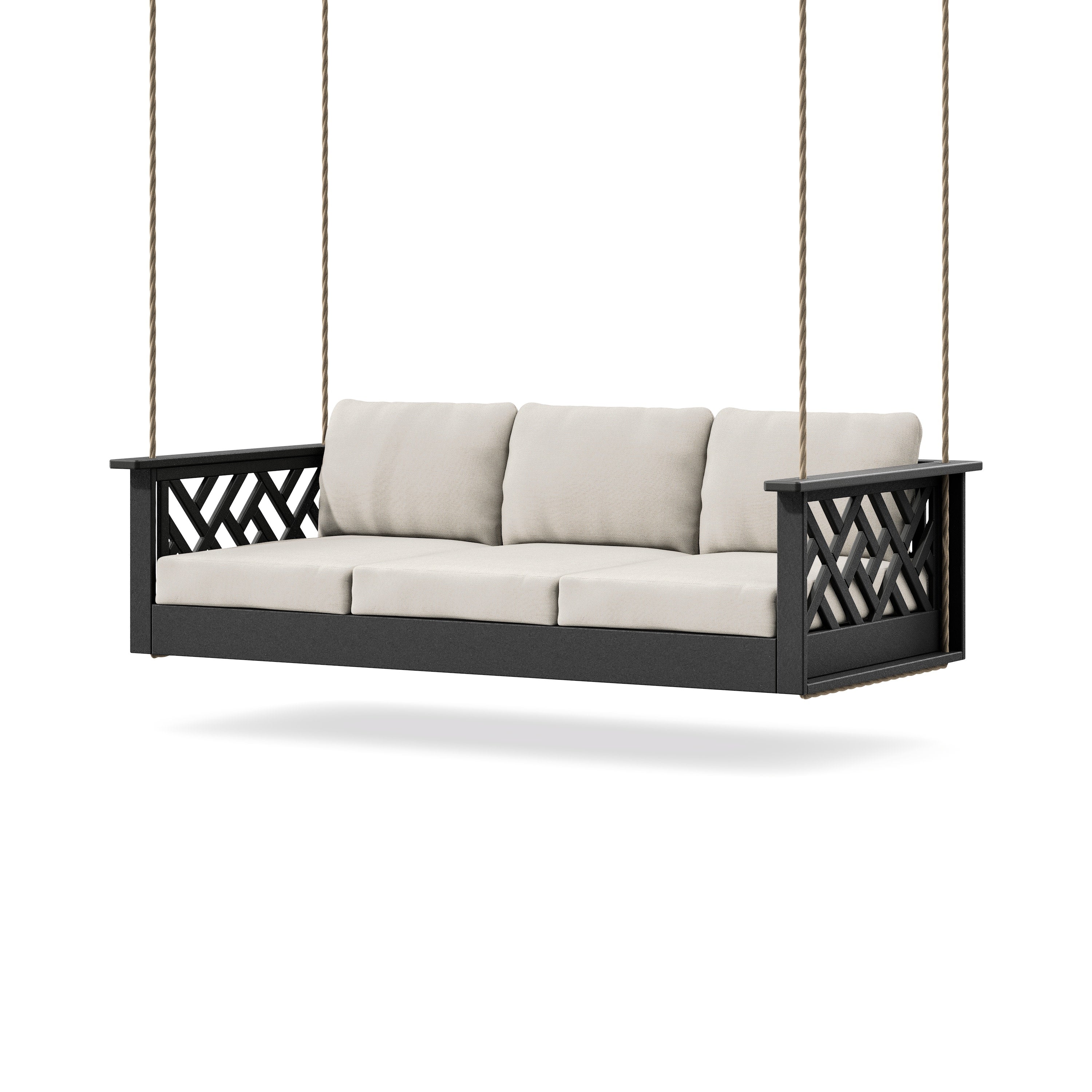 Chippendale Daybed Swing in Black / Dune Burlap