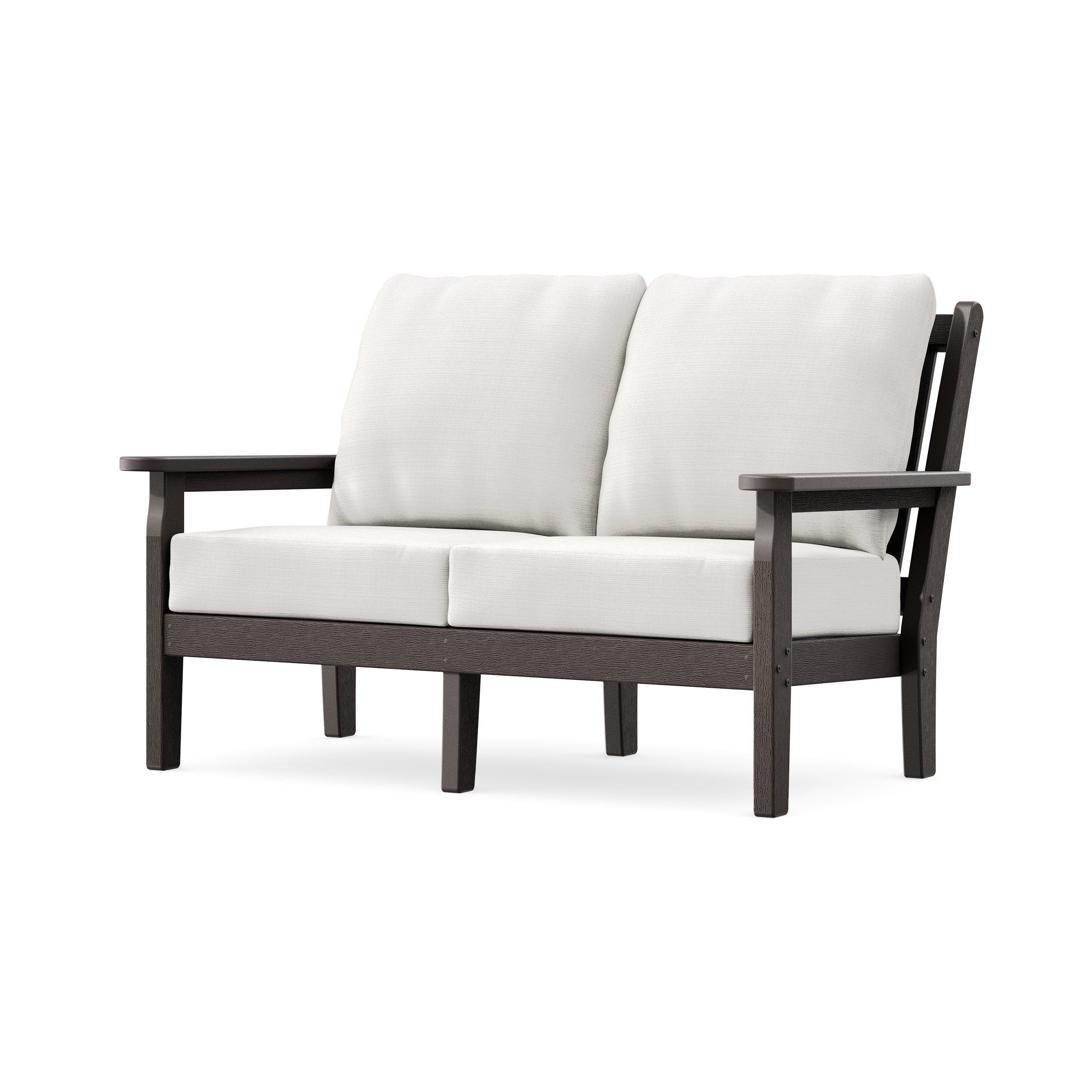 Chippendale Deep Seating Loveseat in Vintage Coffee / Natural Linen