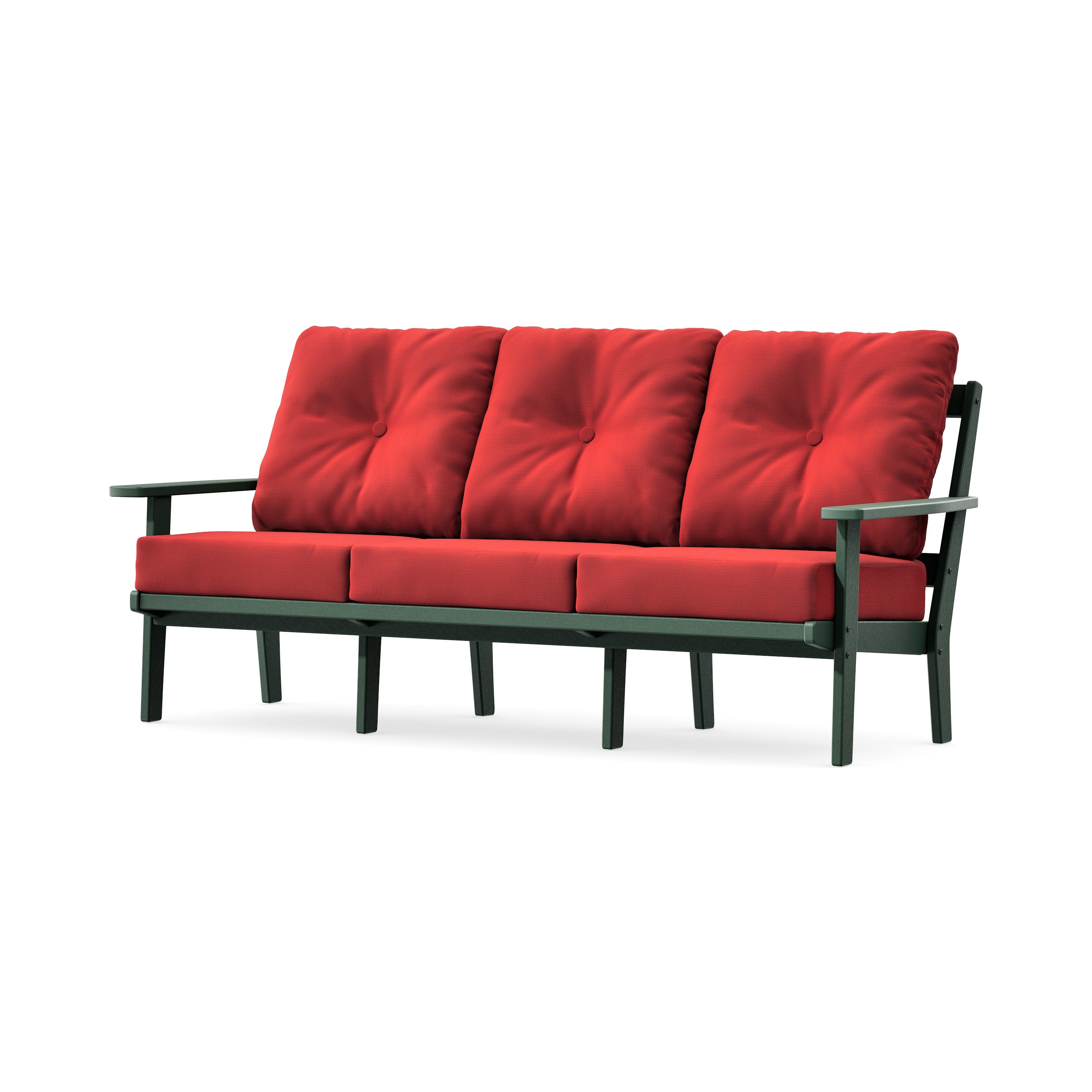PrairieDeep Seating Sofa in Green / Crimson Linen