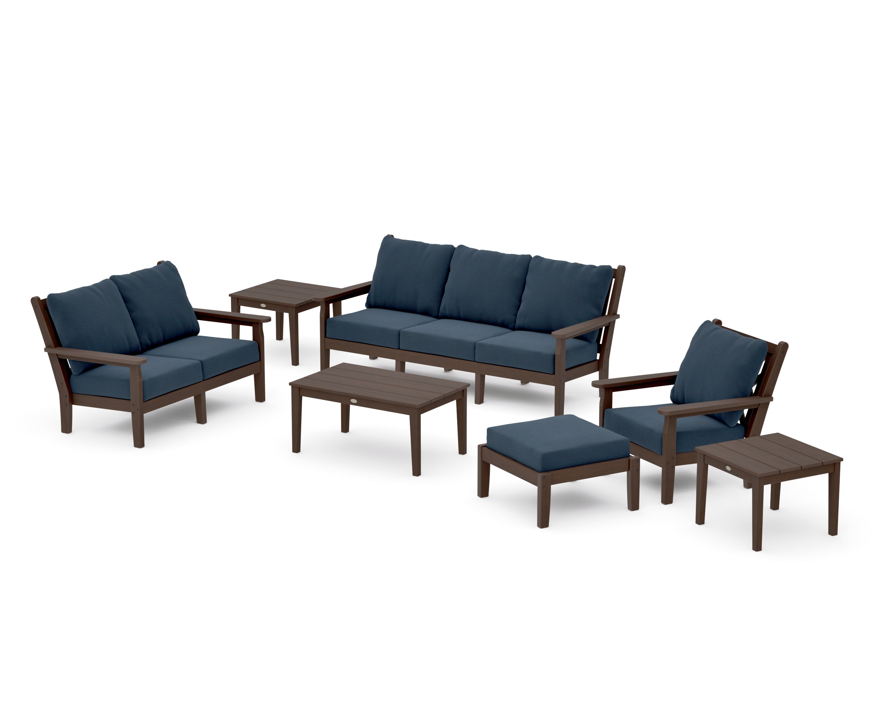 Chippendale 7-Piece Deep Seating Set in Kona / Marine Indigo