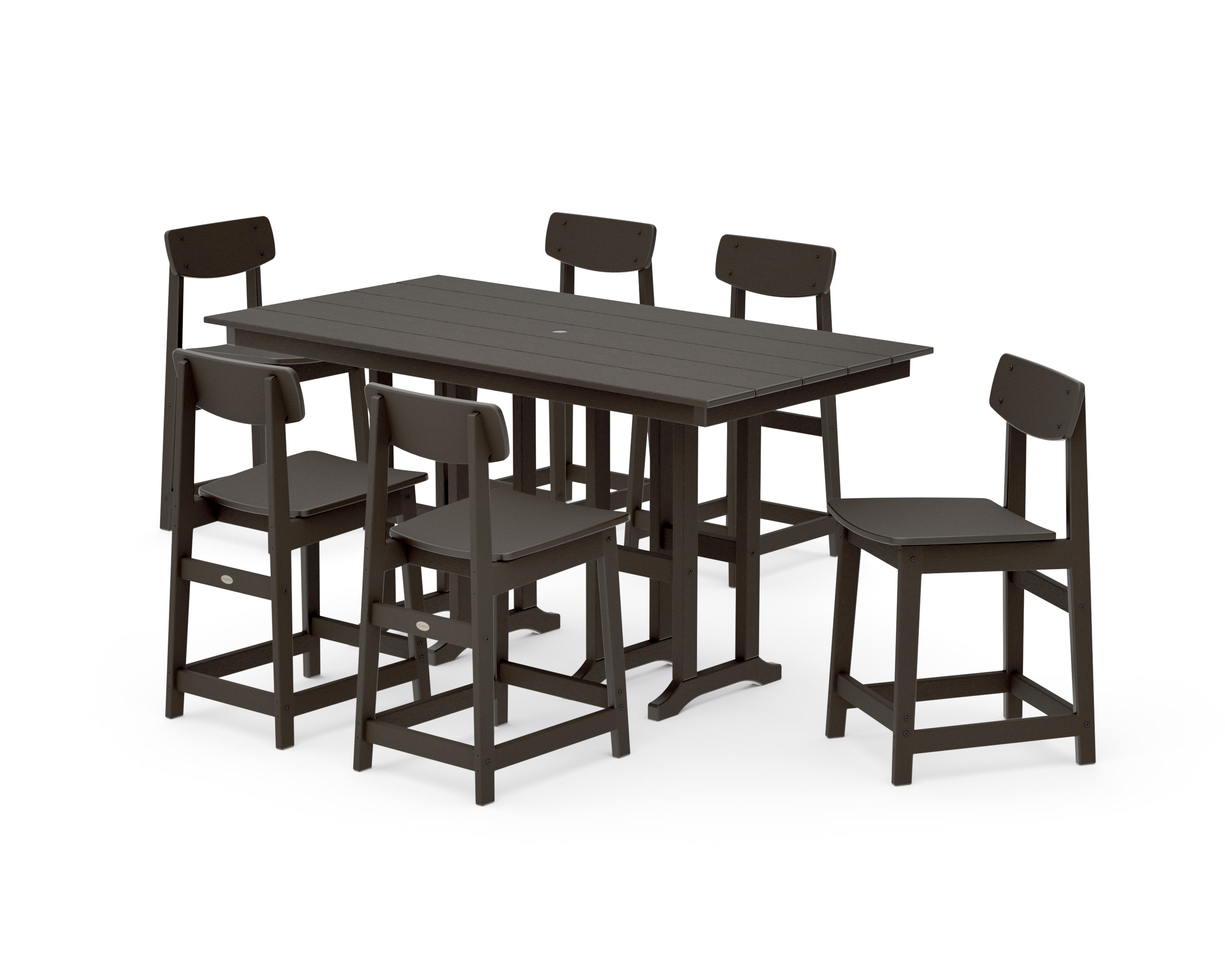 Modern Studio Urban Counter Chair 7-Piece Set in Vintage Coffee