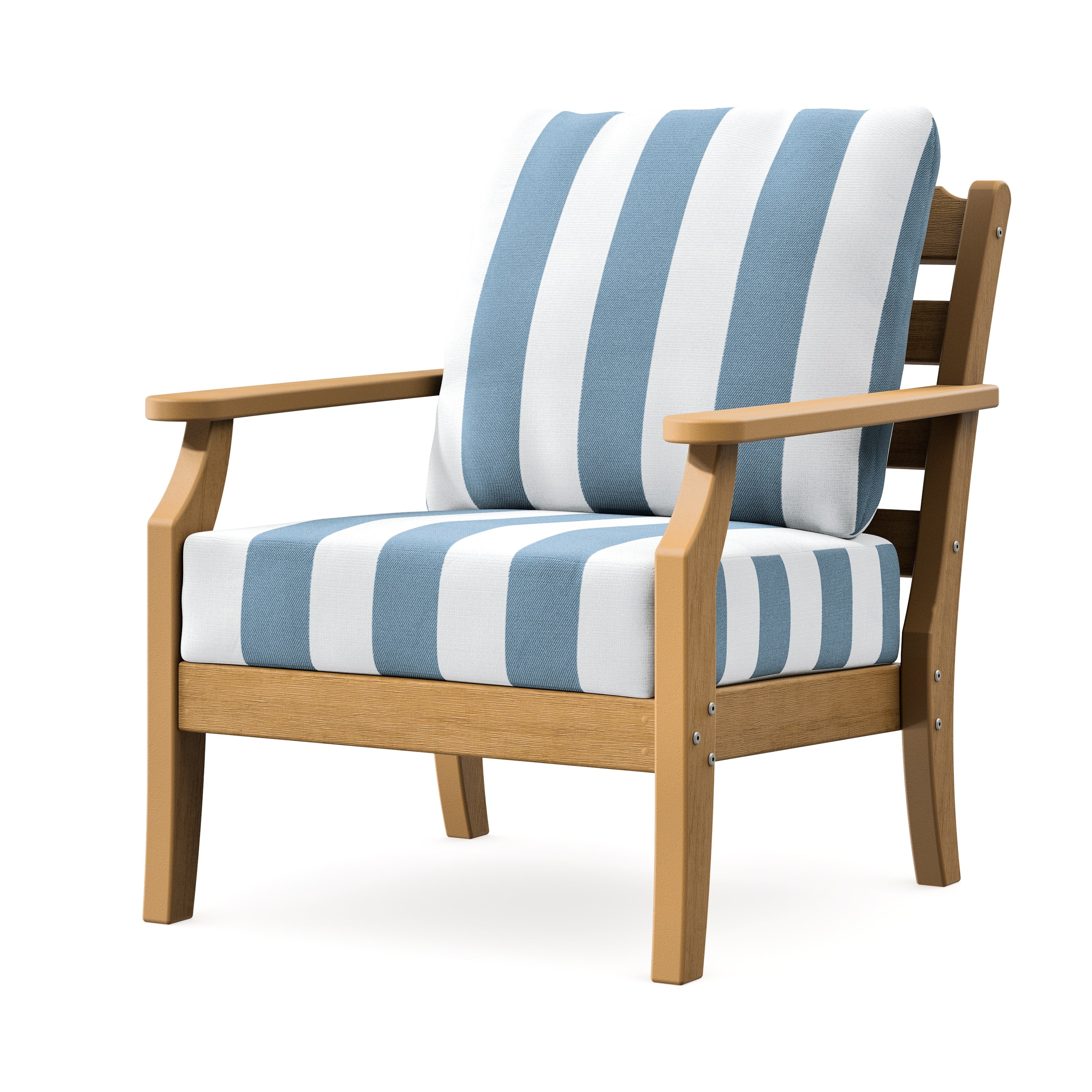 Savannah Deep Seating Chair in Natural / Cabana Stripe Sky Blue