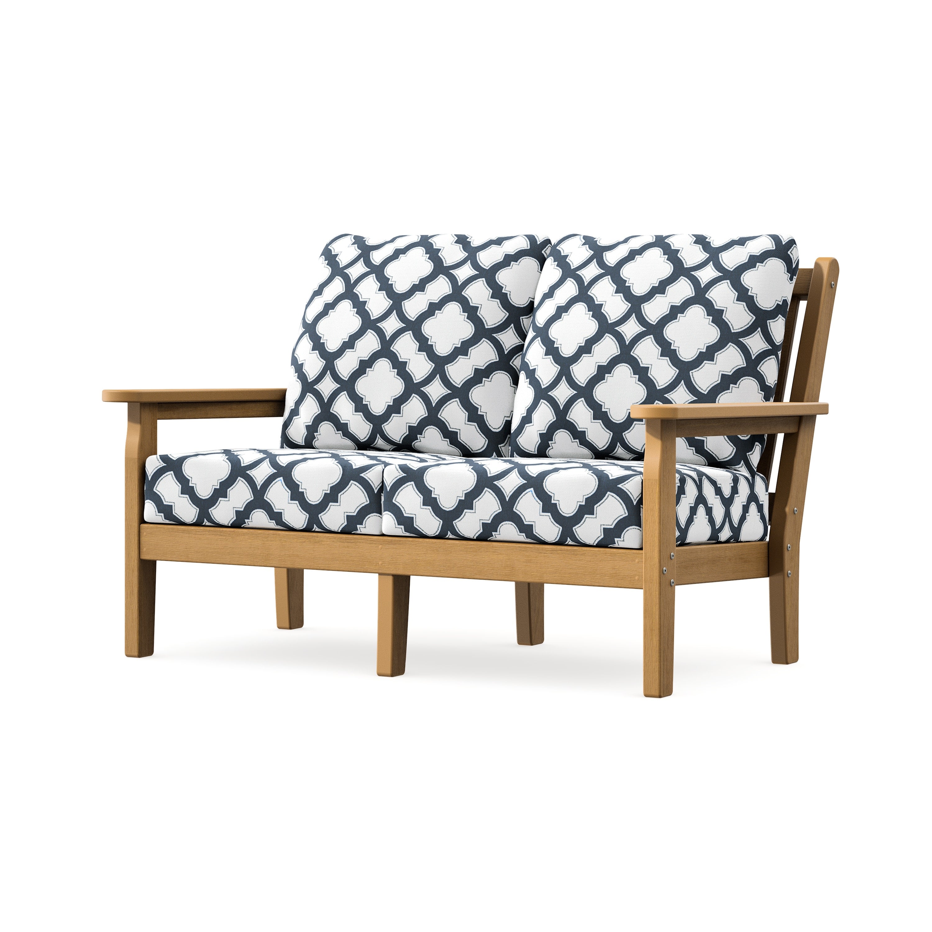 Chippendale Deep Seating Loveseat in Natural / Trellis Marine Indigo