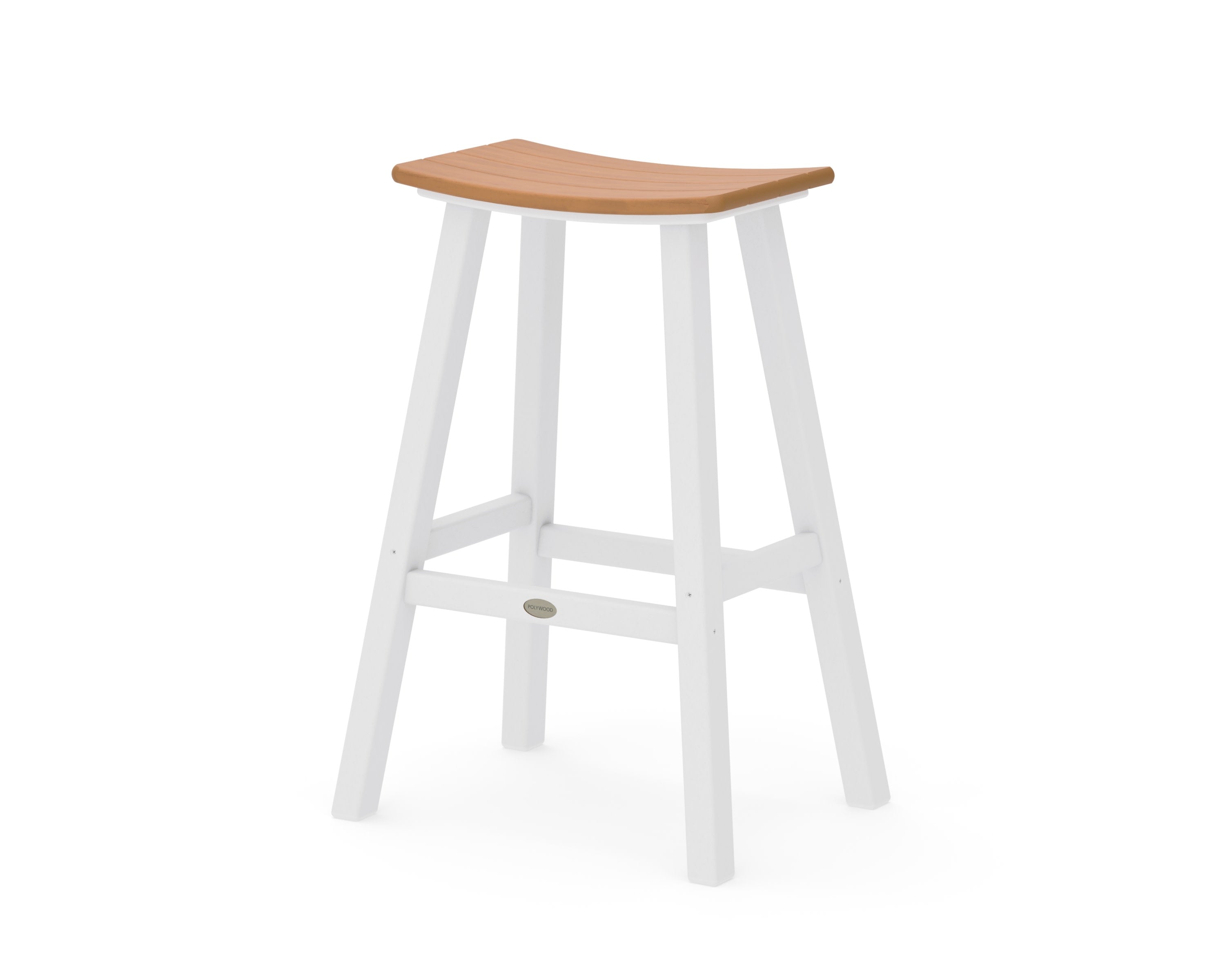 Contempo 30" Saddle Bar Stool in White / Natural