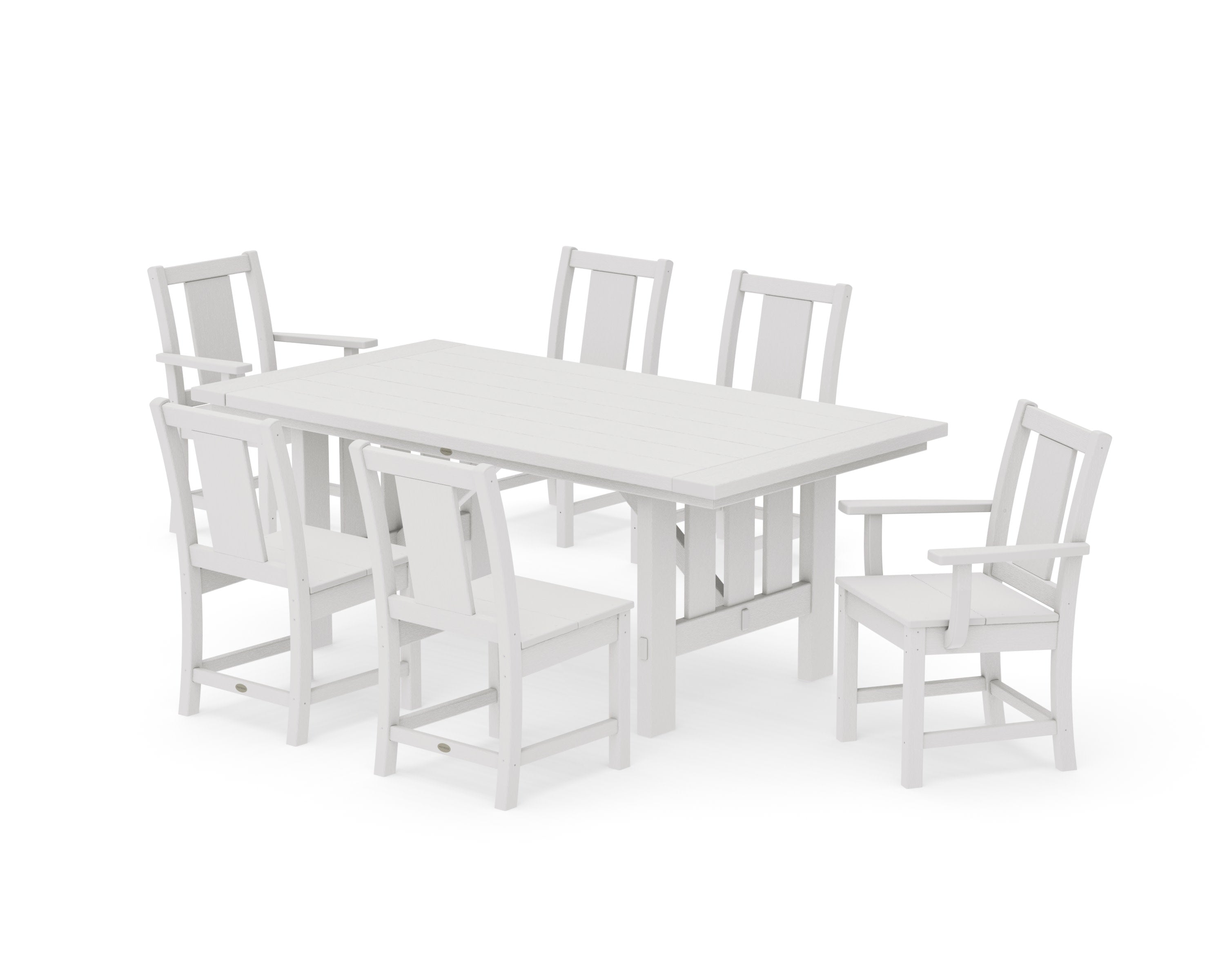 Prairie 7-Piece Dining Set with Mission Table in Vintage White