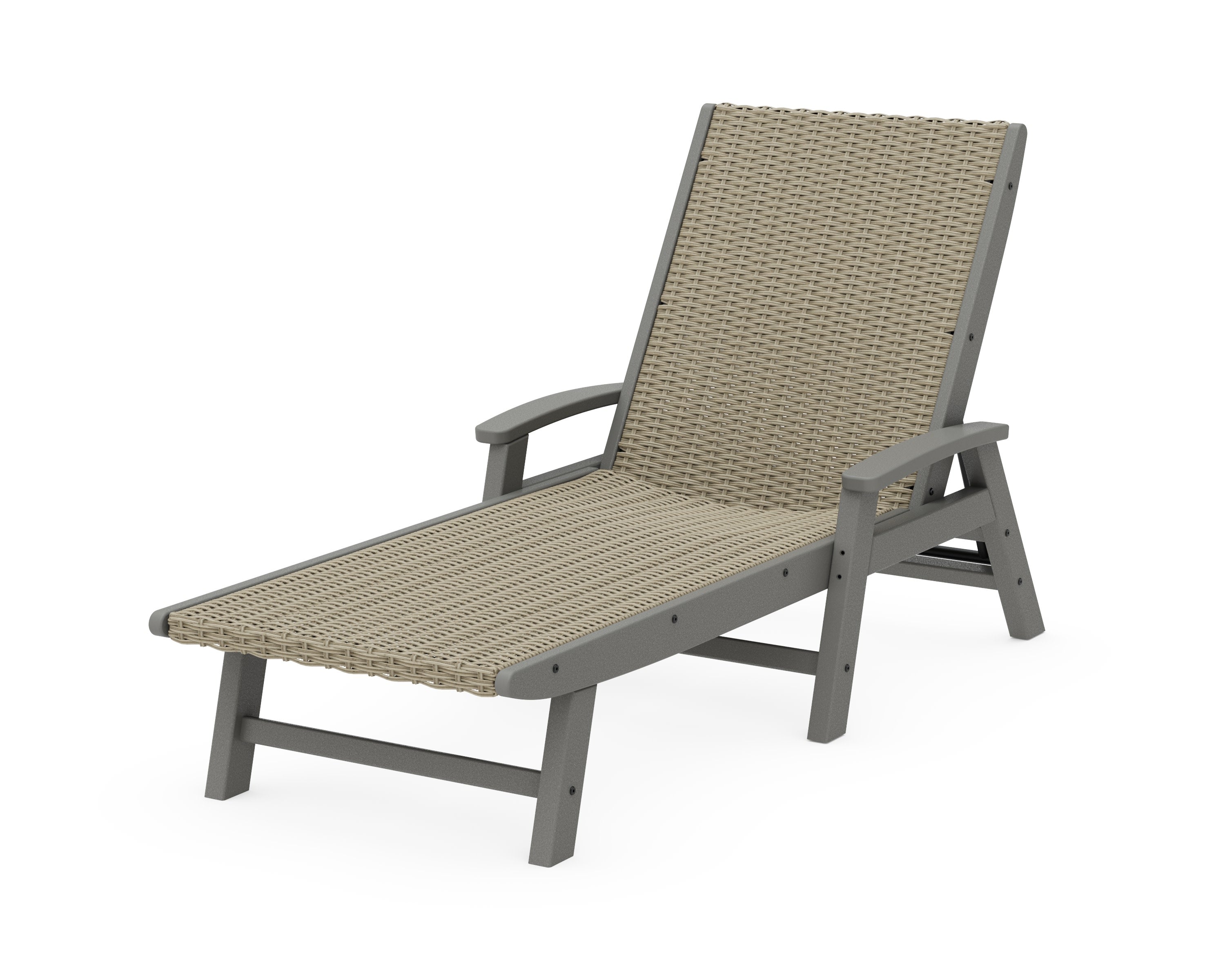 Coastal Woven Chaise with Arms in Slate Grey / Dune Grass