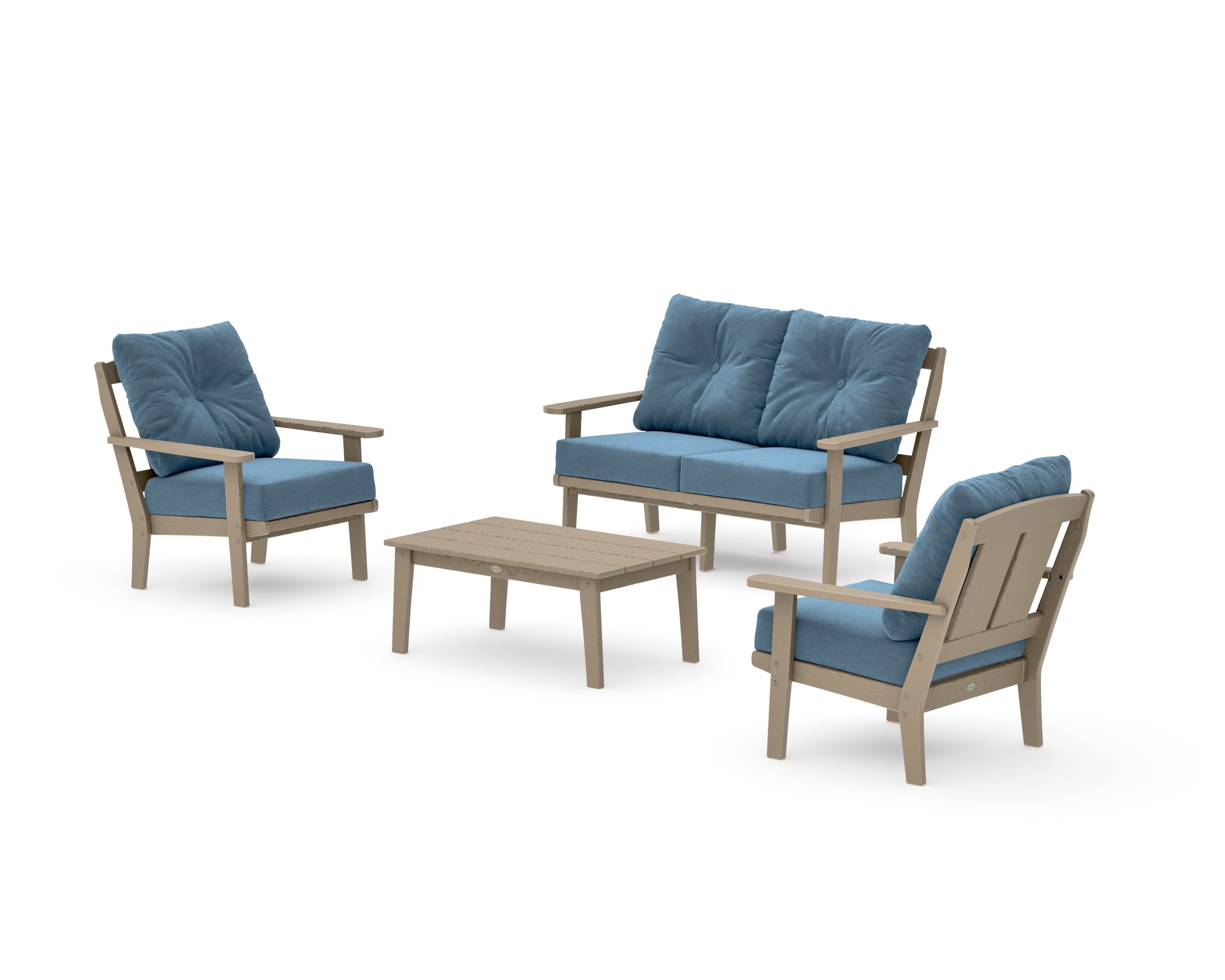 Mission 4-Piece Deep Seating Set with Loveseat in Vintage Sahara / Sky Blue