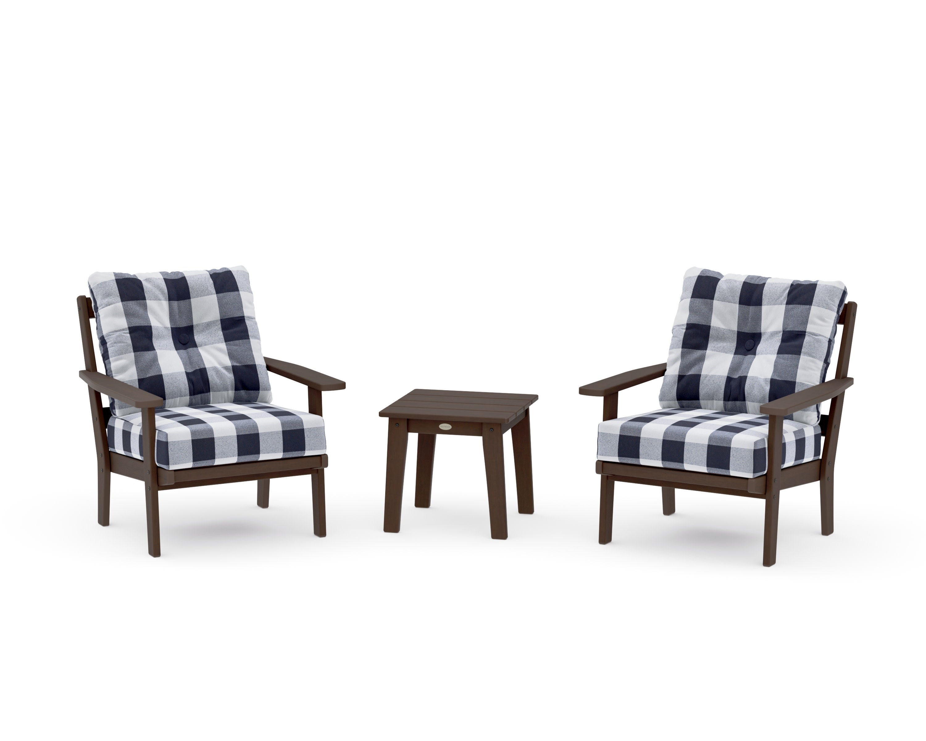 Prairie 3-Piece Deep Seating Set in Kona / Buffalo Plaid Navy