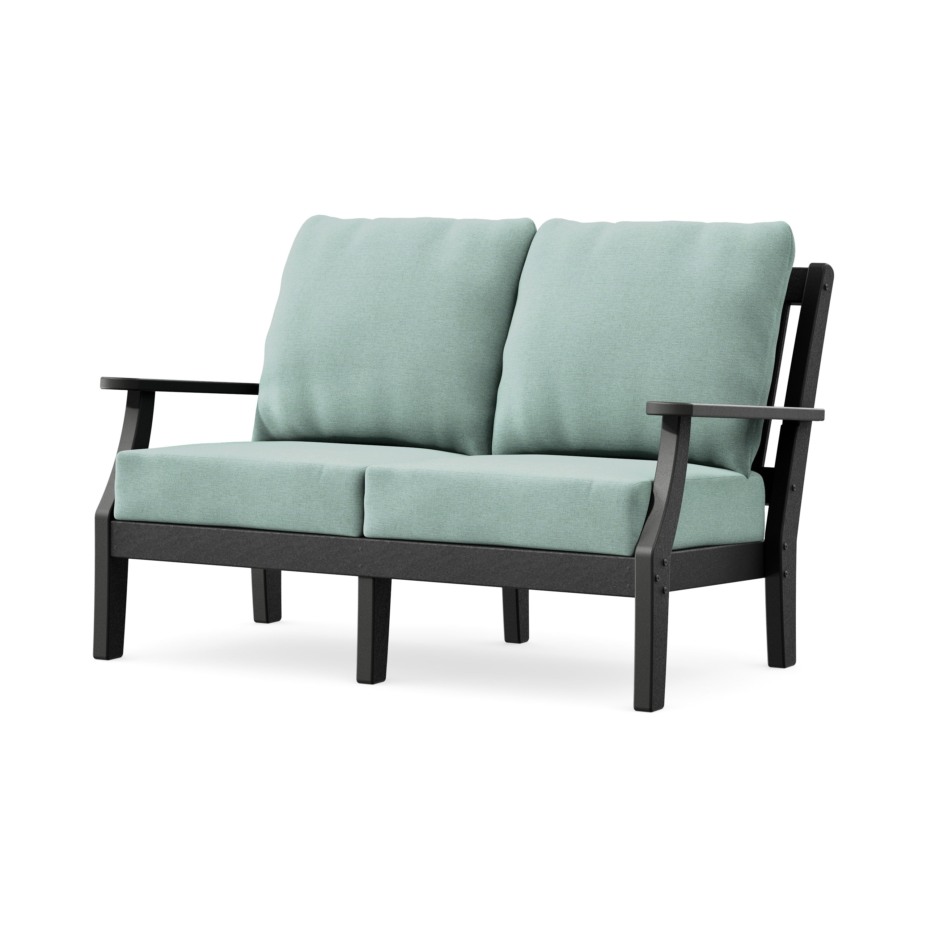 Chinoiserie Deep Seating Loveseat in Black / Glacier Spa