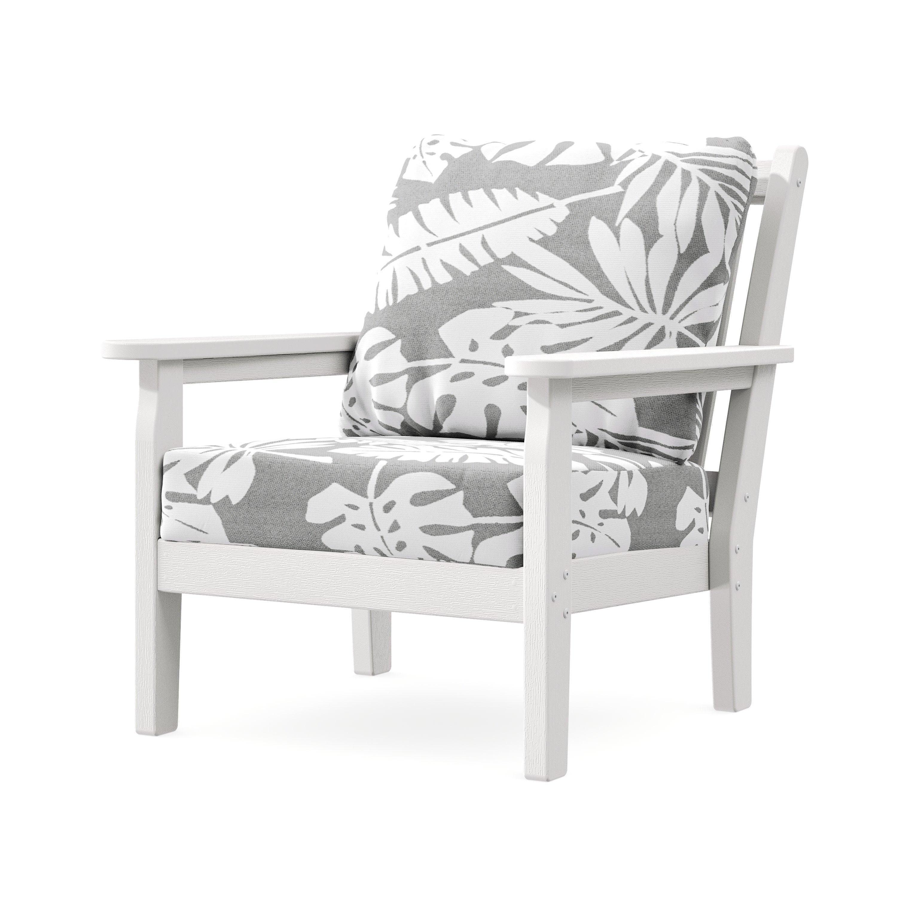 Chippendale Deep Seating Chair in Vintage White / Leaf Grey Mist