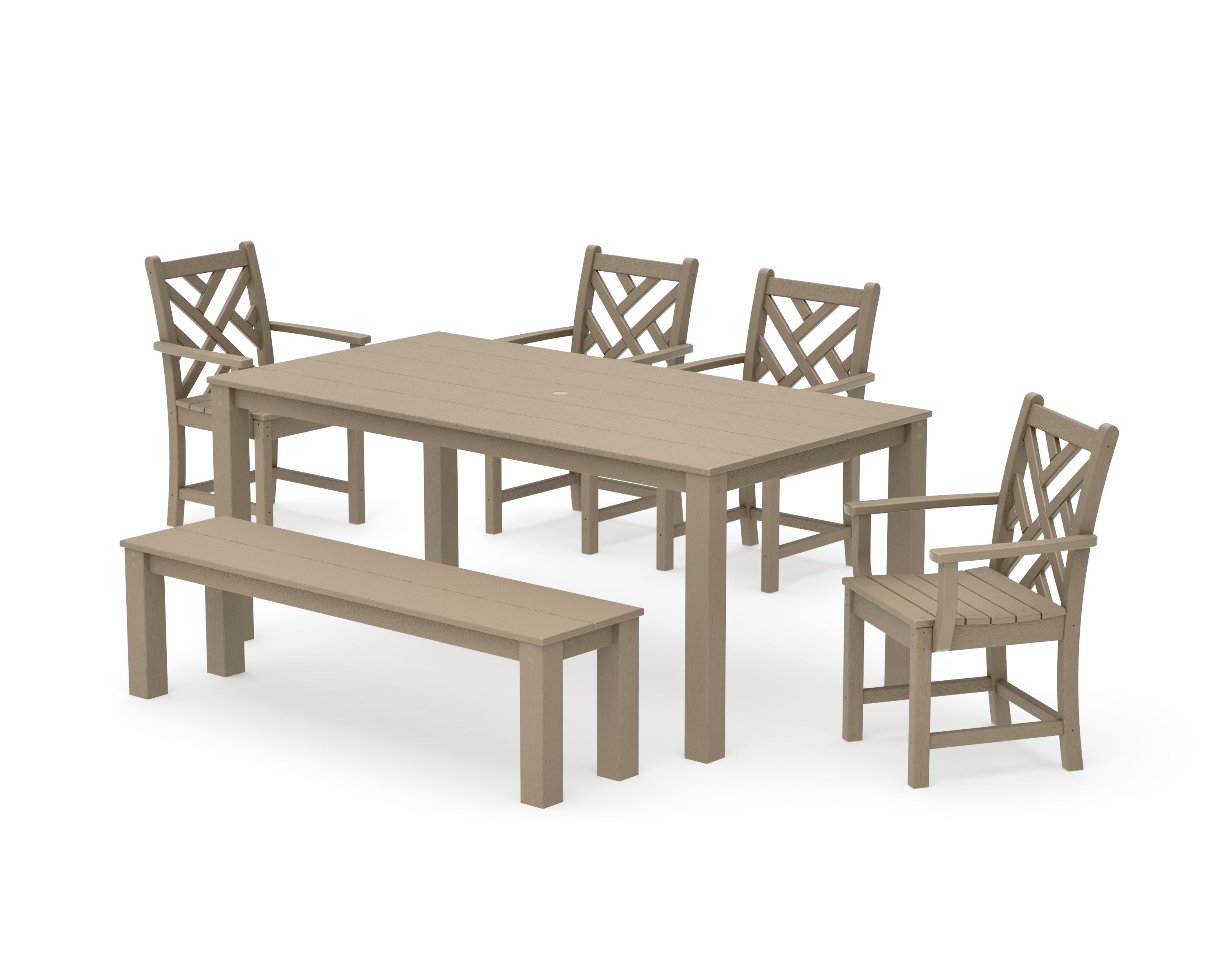 Chippendale 6-Piece Parsons Dining Set with Bench in Vintage Sahara