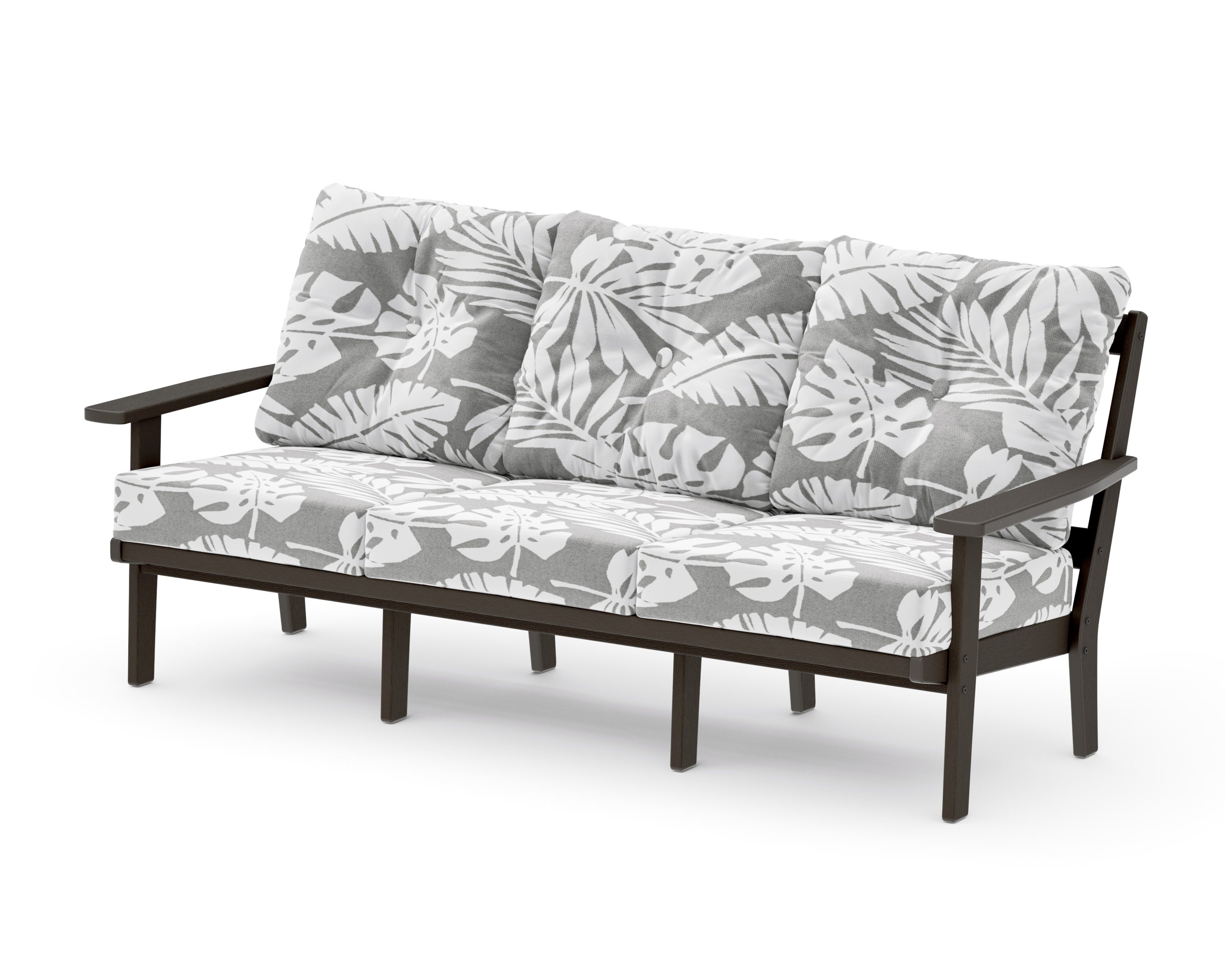 PrairieDeep Seating Sofa in Vintage Coffee / Leaf Grey Mist