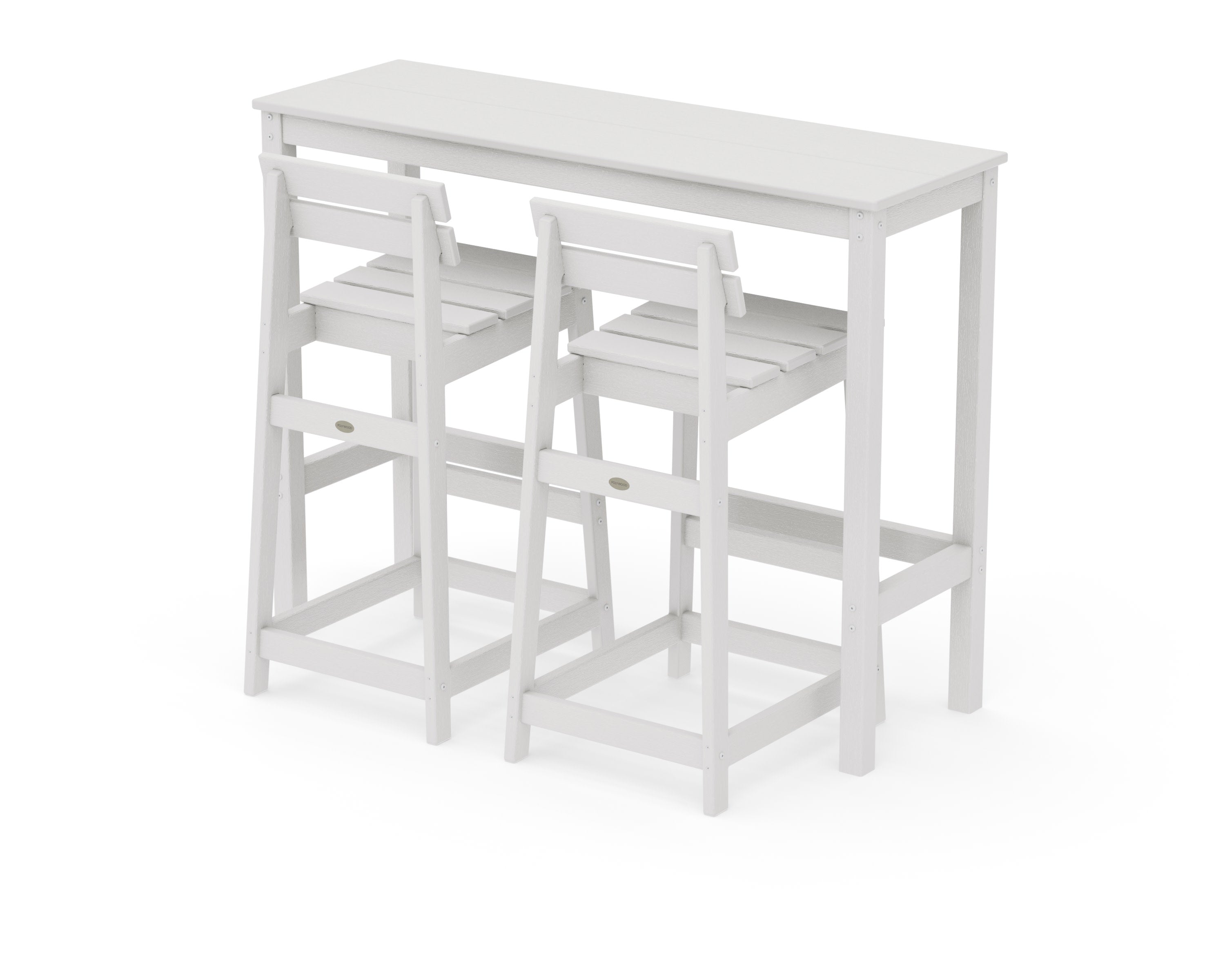 Modern Studio Plaza Lowback Bar Chair 3-Piece Balcony Set in Vintage White
