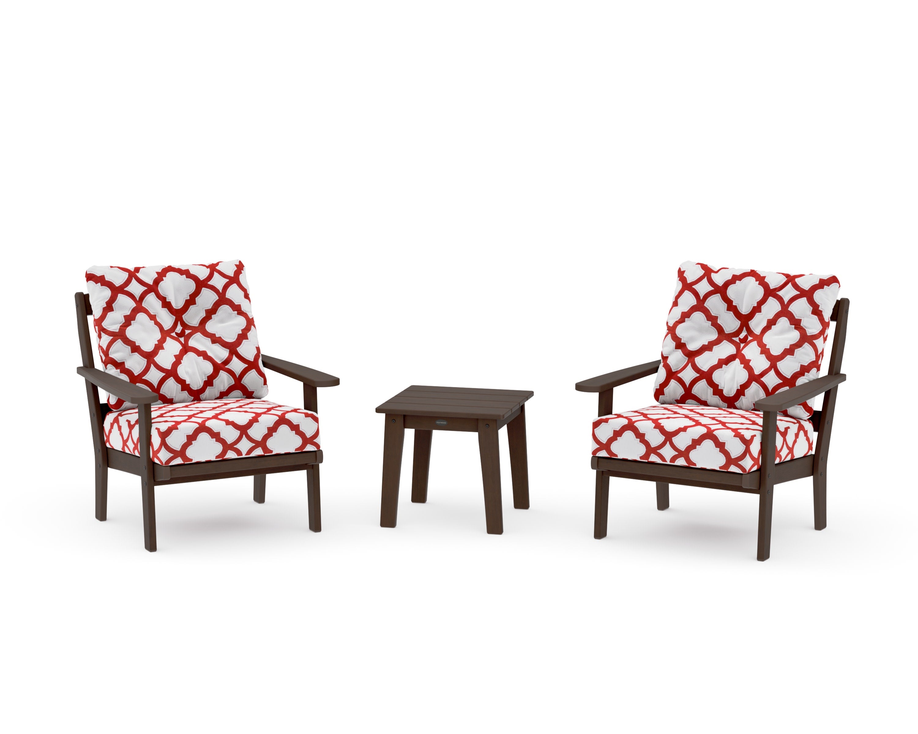 Mission 3-Piece Deep Seating Set in Kona / Trellis Crimson