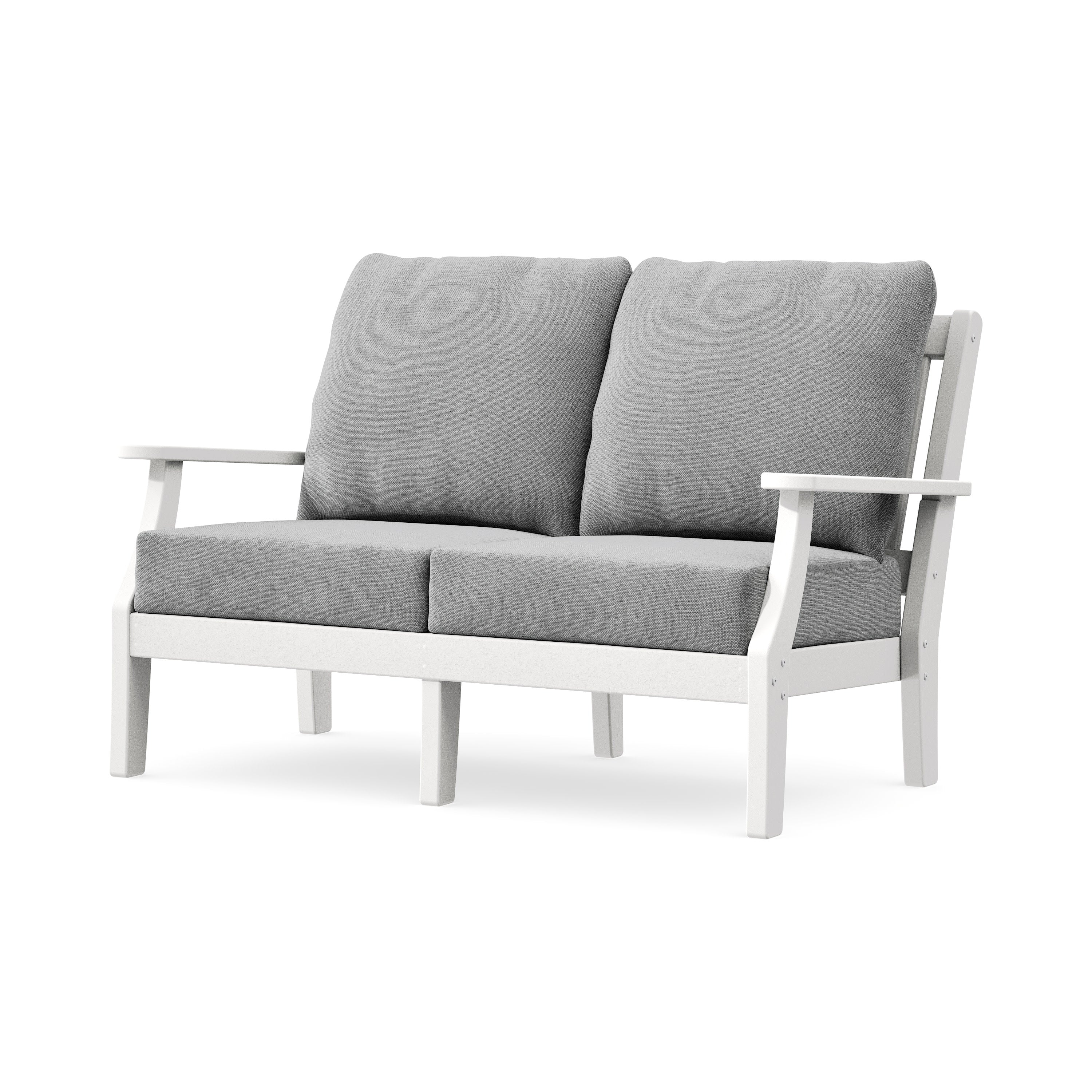 Chinoiserie Deep Seating Loveseat in White / Grey Mist