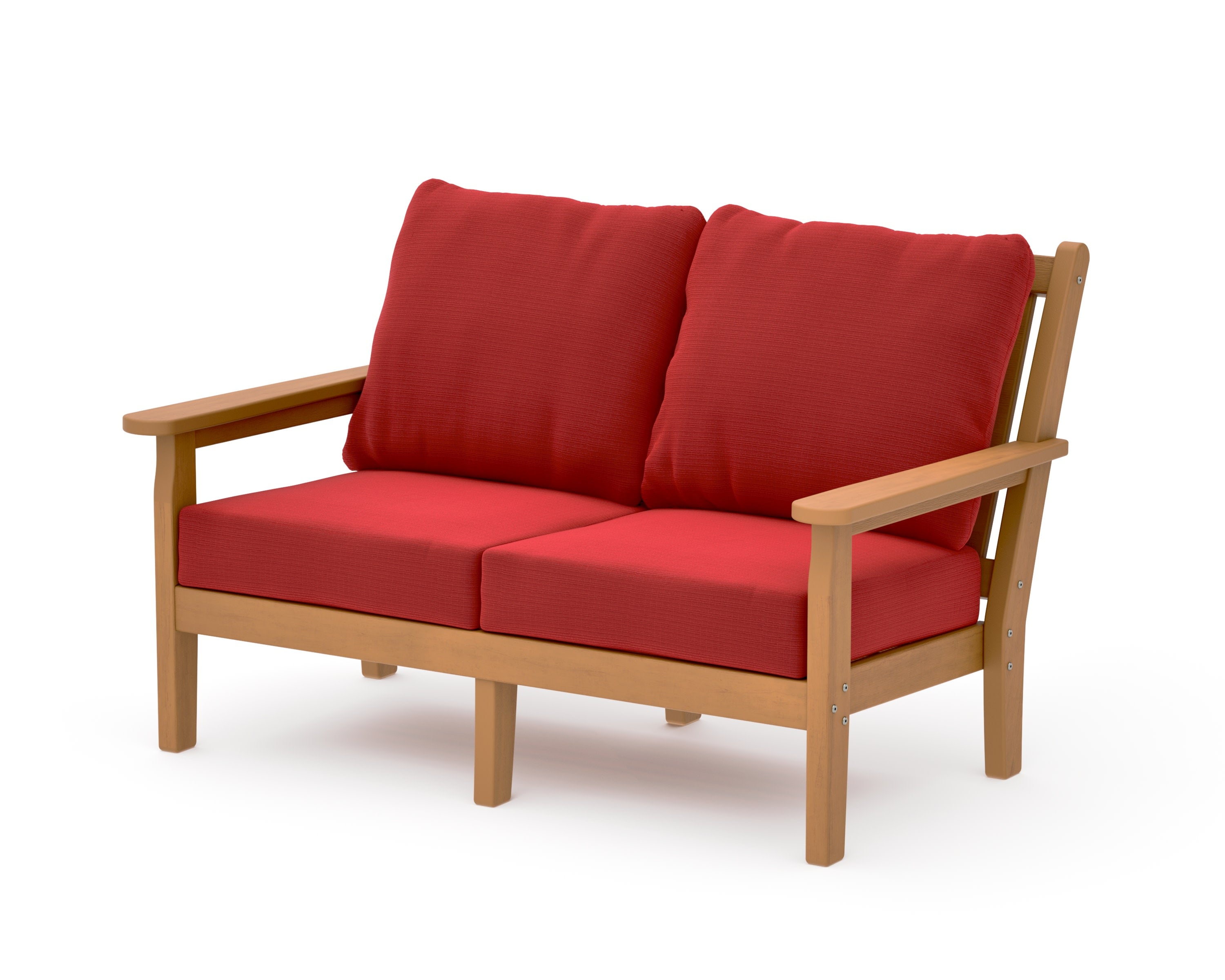 Chippendale Deep Seating Loveseat in Natural / Crimson Linen