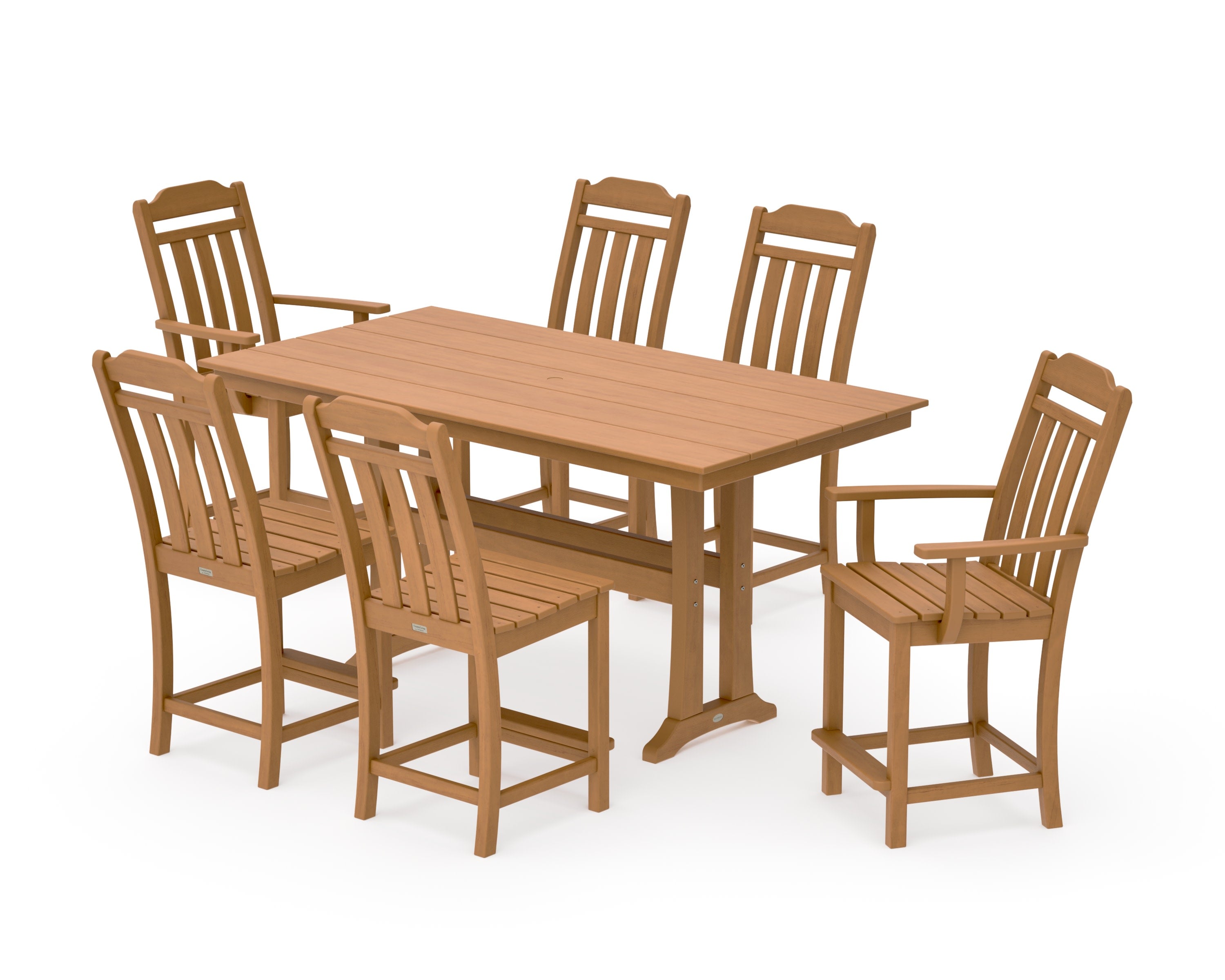 Cottage 7-Piece Farmhouse Counter Set with Trestle Legs in Natural