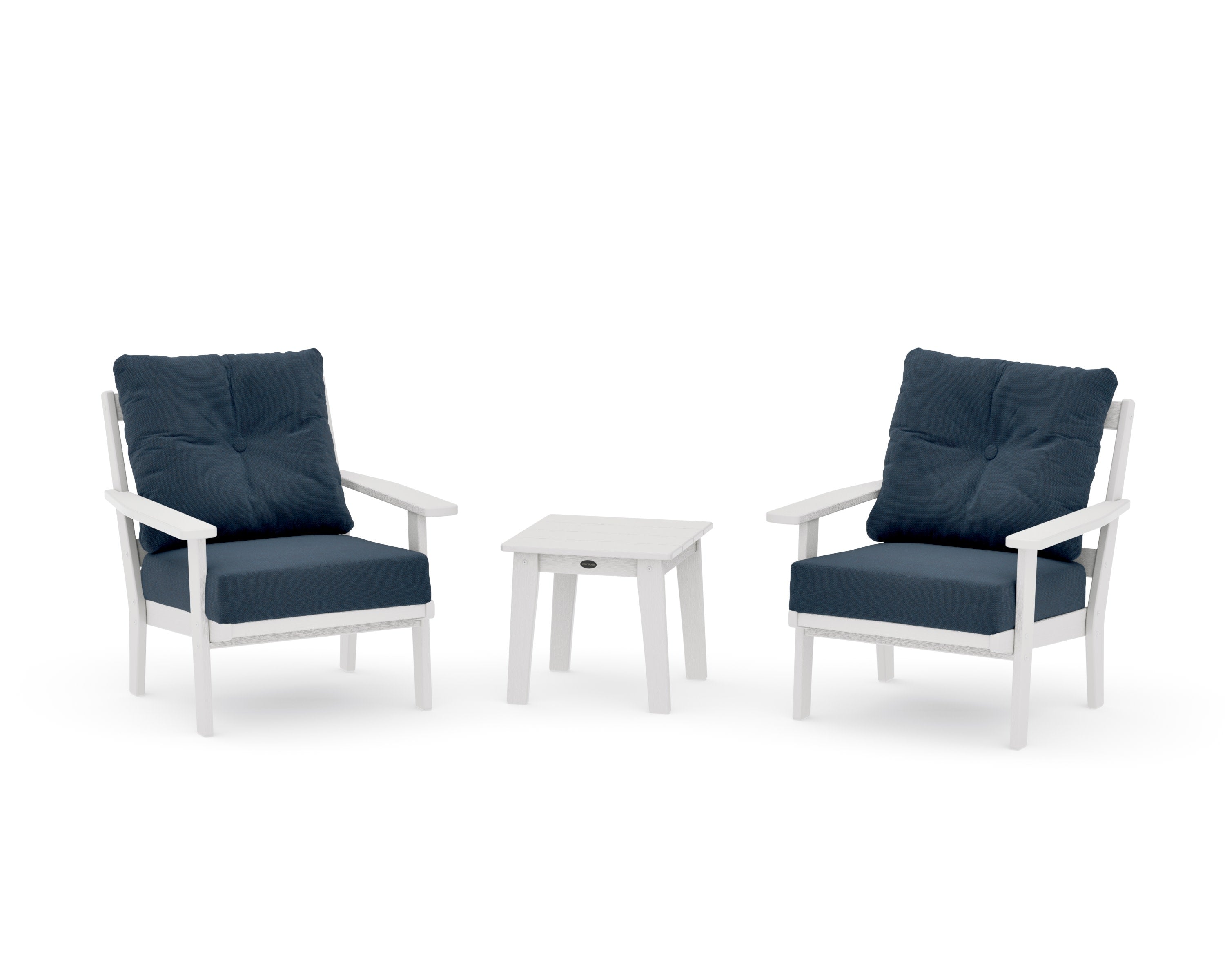 Oxford 3-Piece Deep Seating Set in Vintage White / Marine Indigo