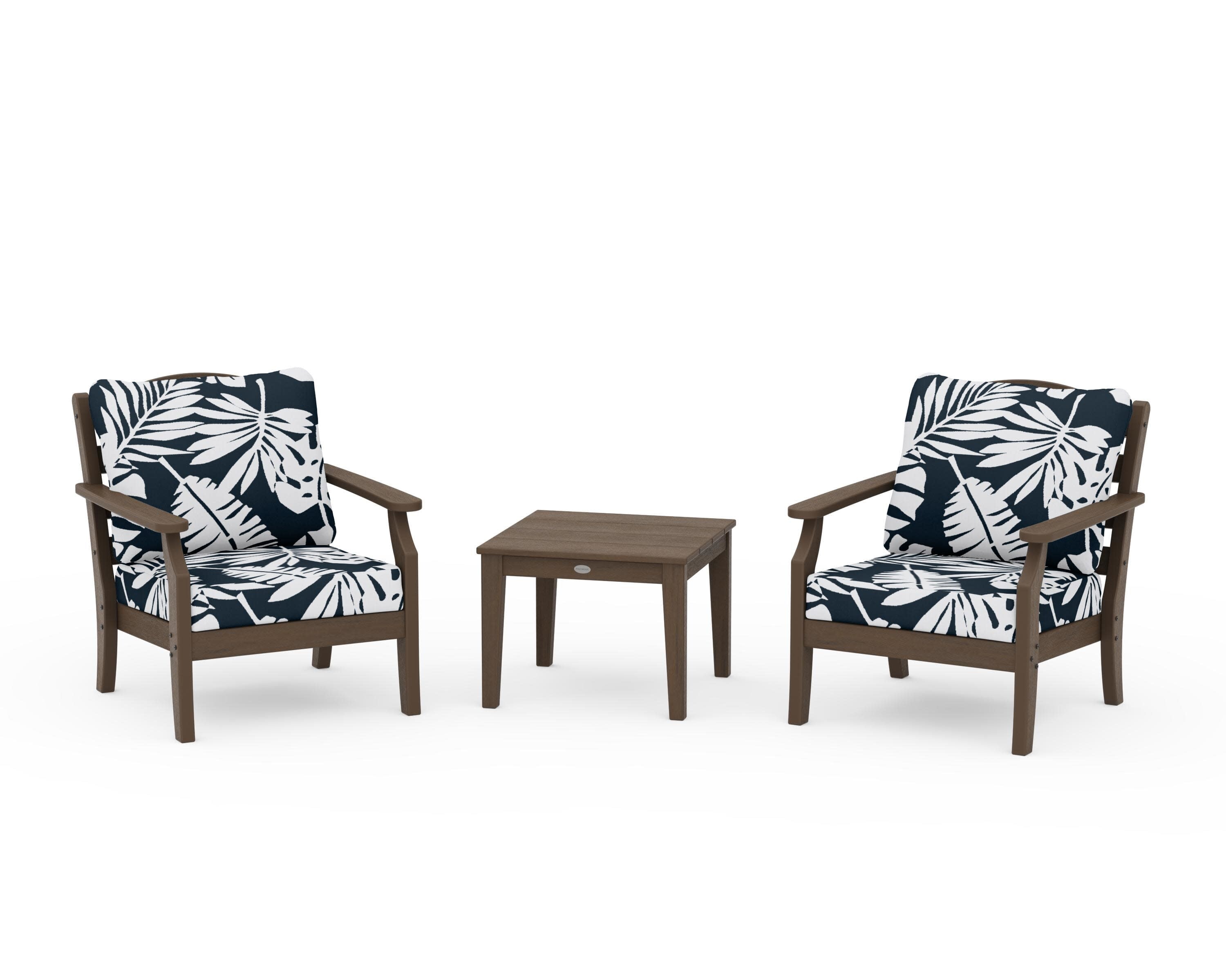 Savannah 3-Piece Deep Seating Set in Kona / Leaf Marine Indigo