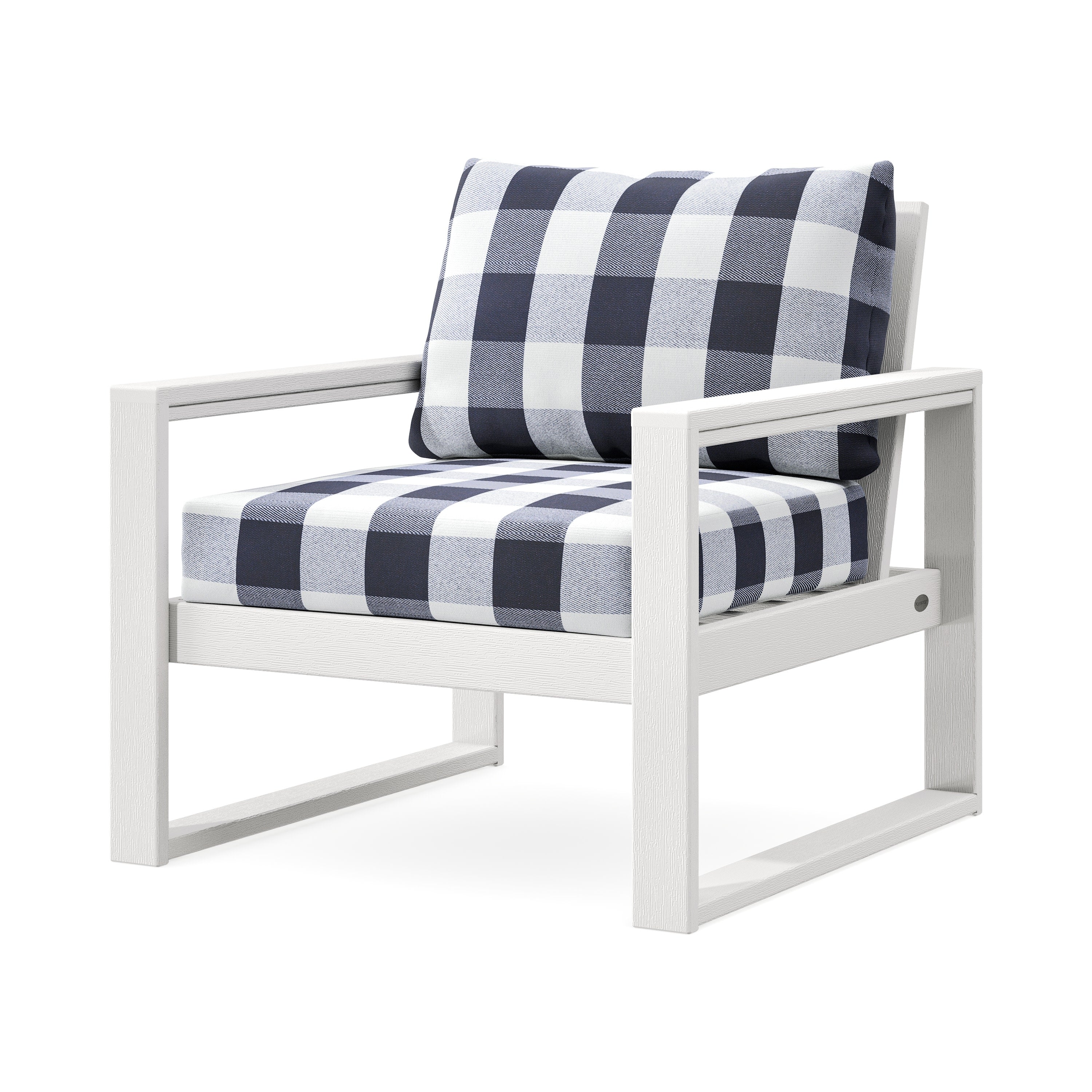 EDGE Club Chair in Vintage White / Buffalo Plaid Navy
