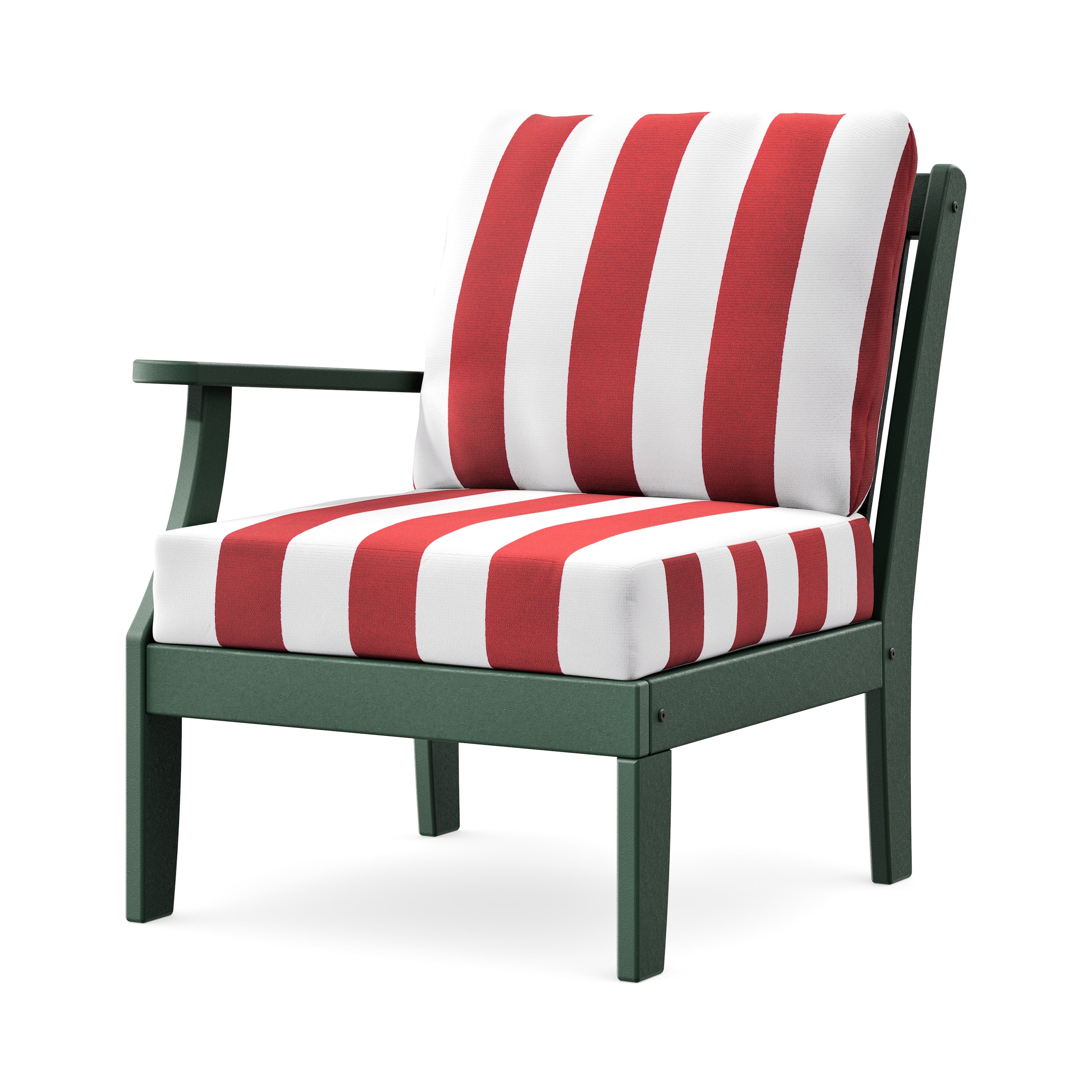 Braxton Modular Left Arm Chair in Green / Cabana Stripe Crimson