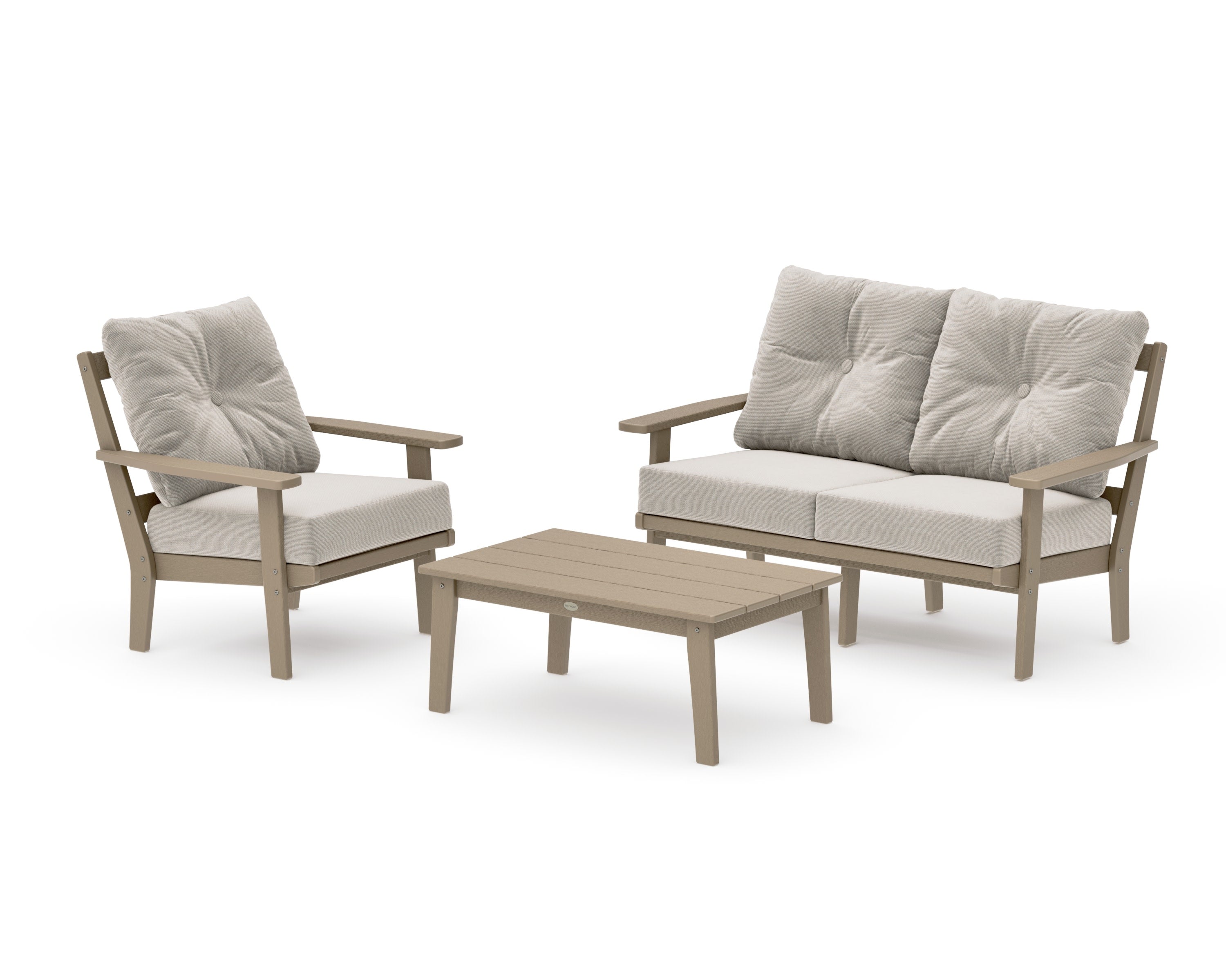 Prairie 3-Piece Deep Seating Set with Loveseat in Vintage Sahara / Dune Burlap