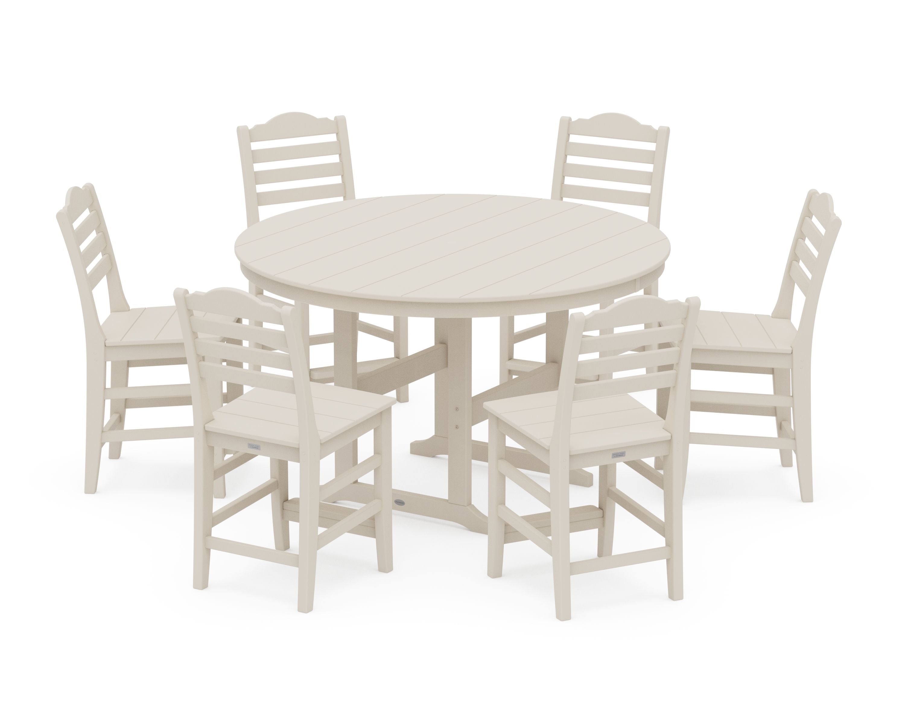 Savannah 7-Piece Farmhouse Side Chair Round Counter Set in Sand