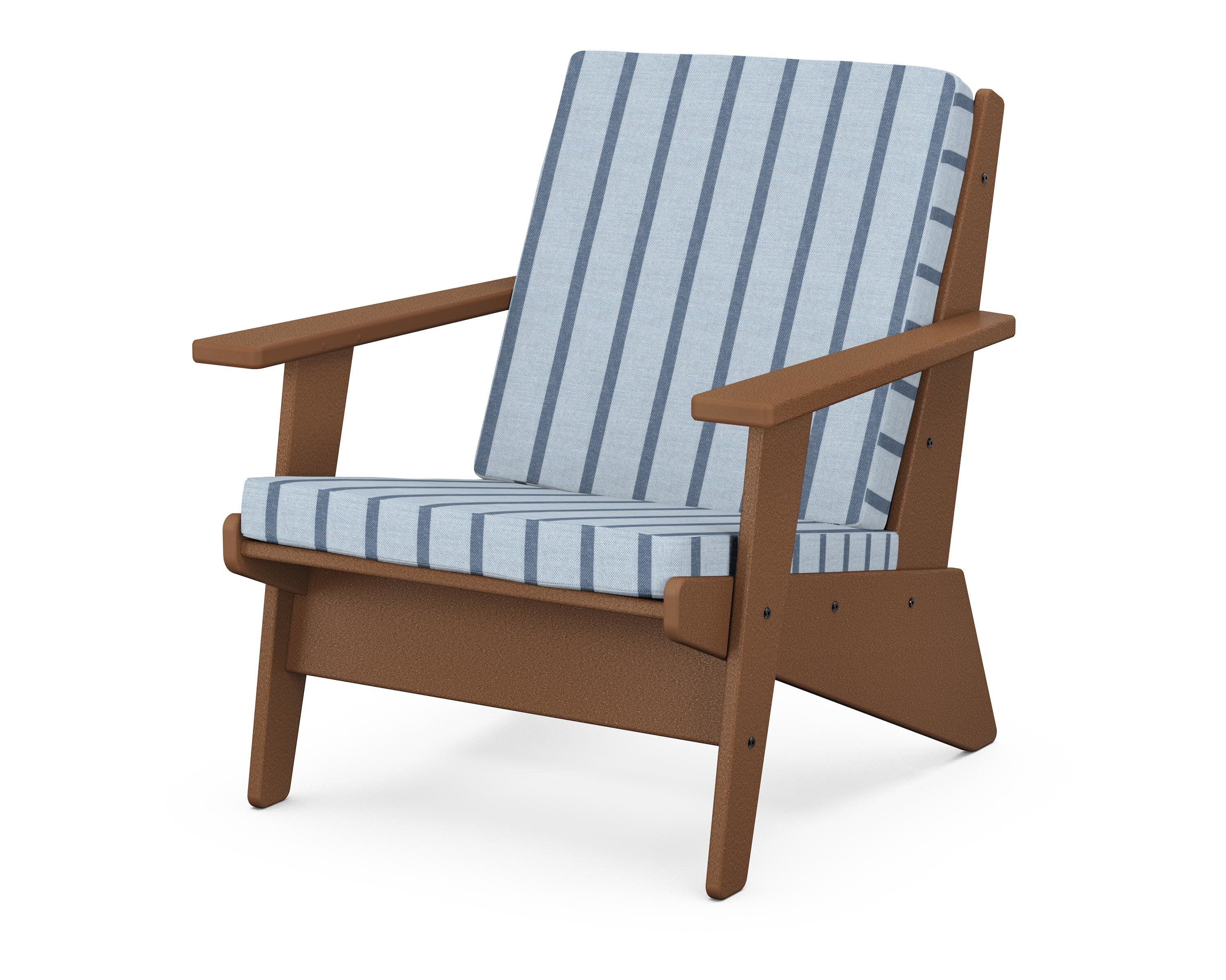 Riviera Modern Lounge Chair in Teak / Unwind Sky