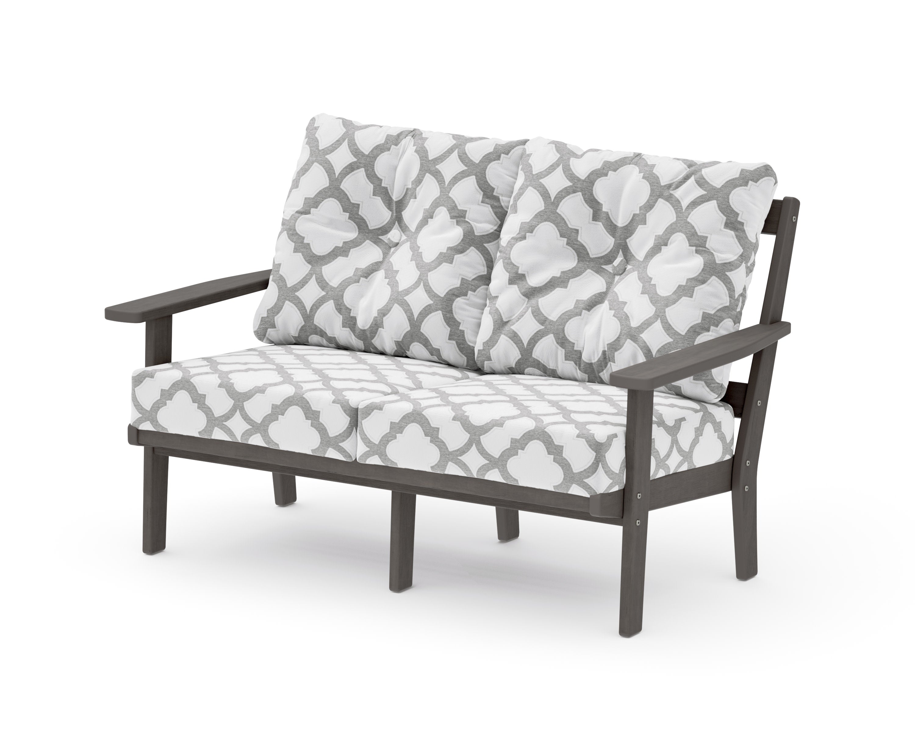 Oxford Deep SeatingLoveseat in Driftwood / Trellis Grey Mist