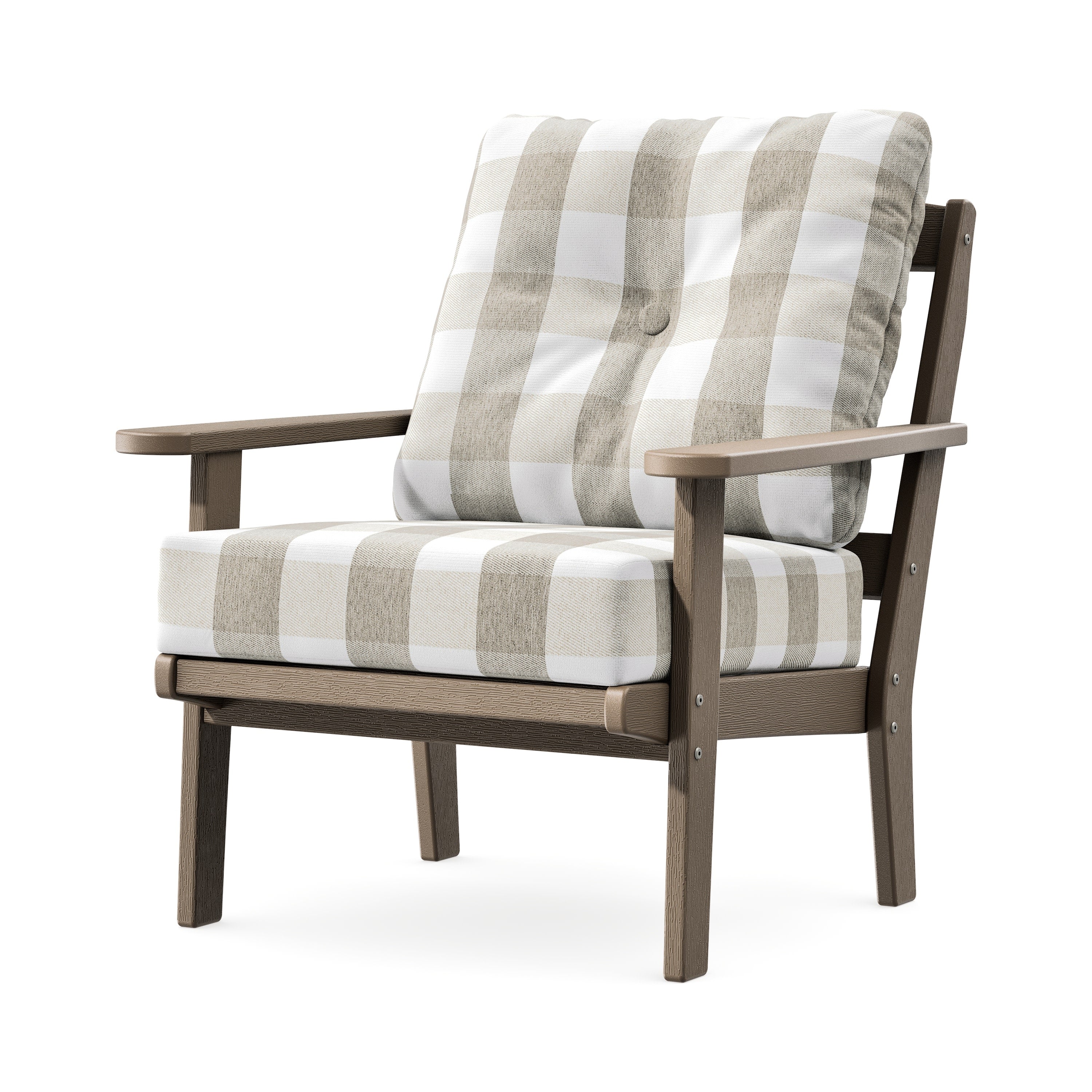 Mission Deep Seating Chair in Vintage Sahara / Buffalo Plaid Dune Burlap
