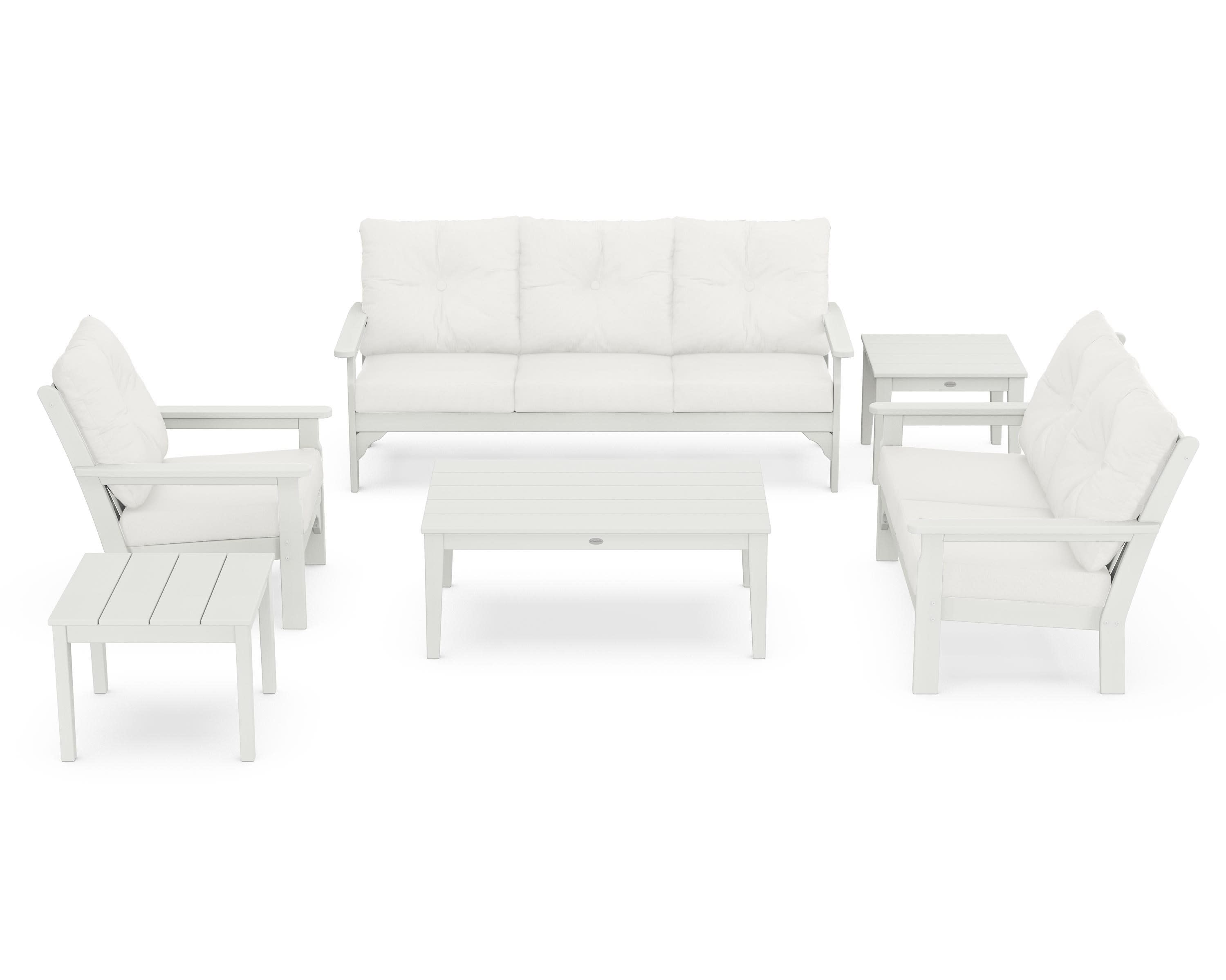 Vineyard 6-Piece Deep Seating Set in Vintage White / Natural Linen