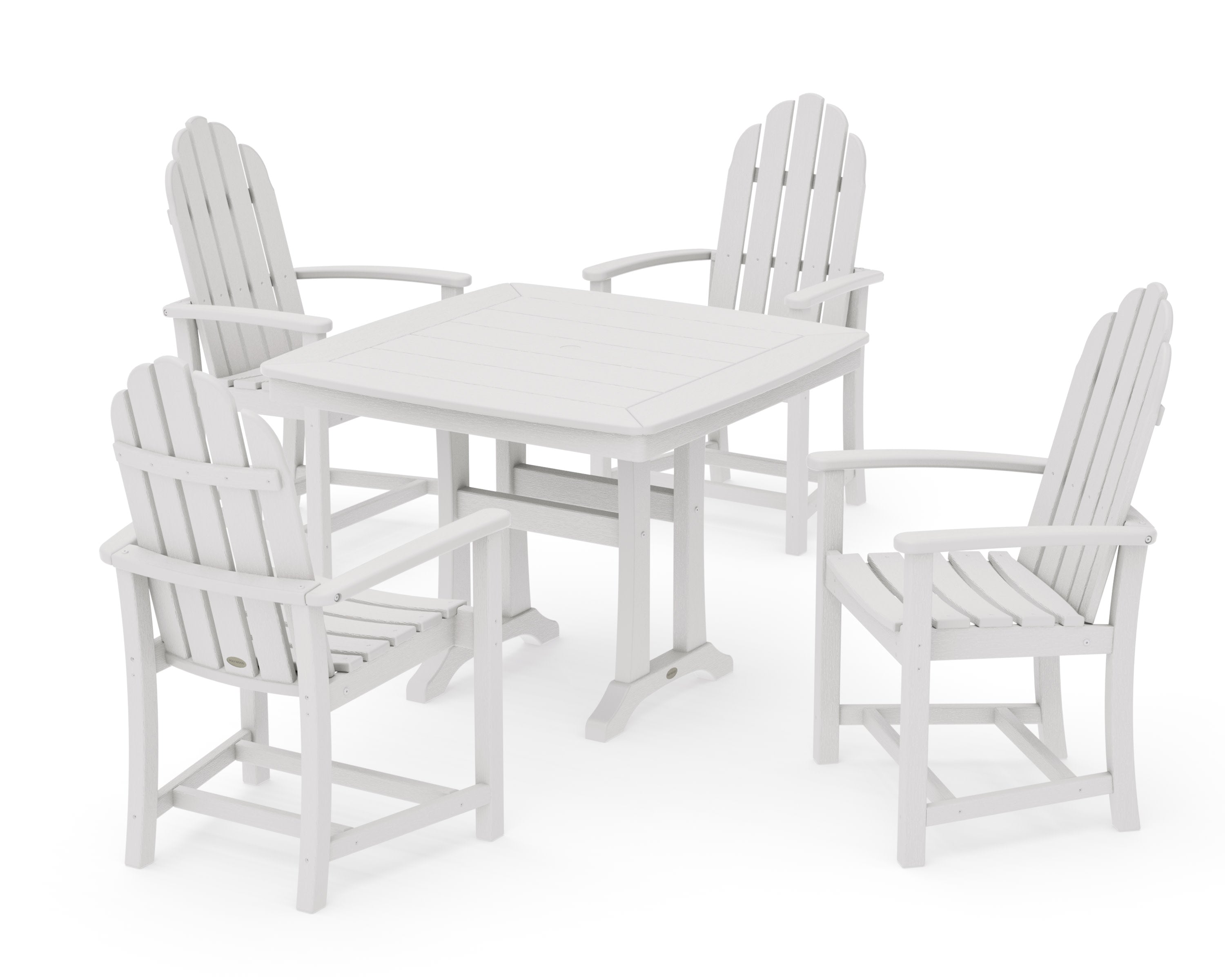 Classic Adirondack 5-Piece Dining Set with Trestle Legs in Vintage White