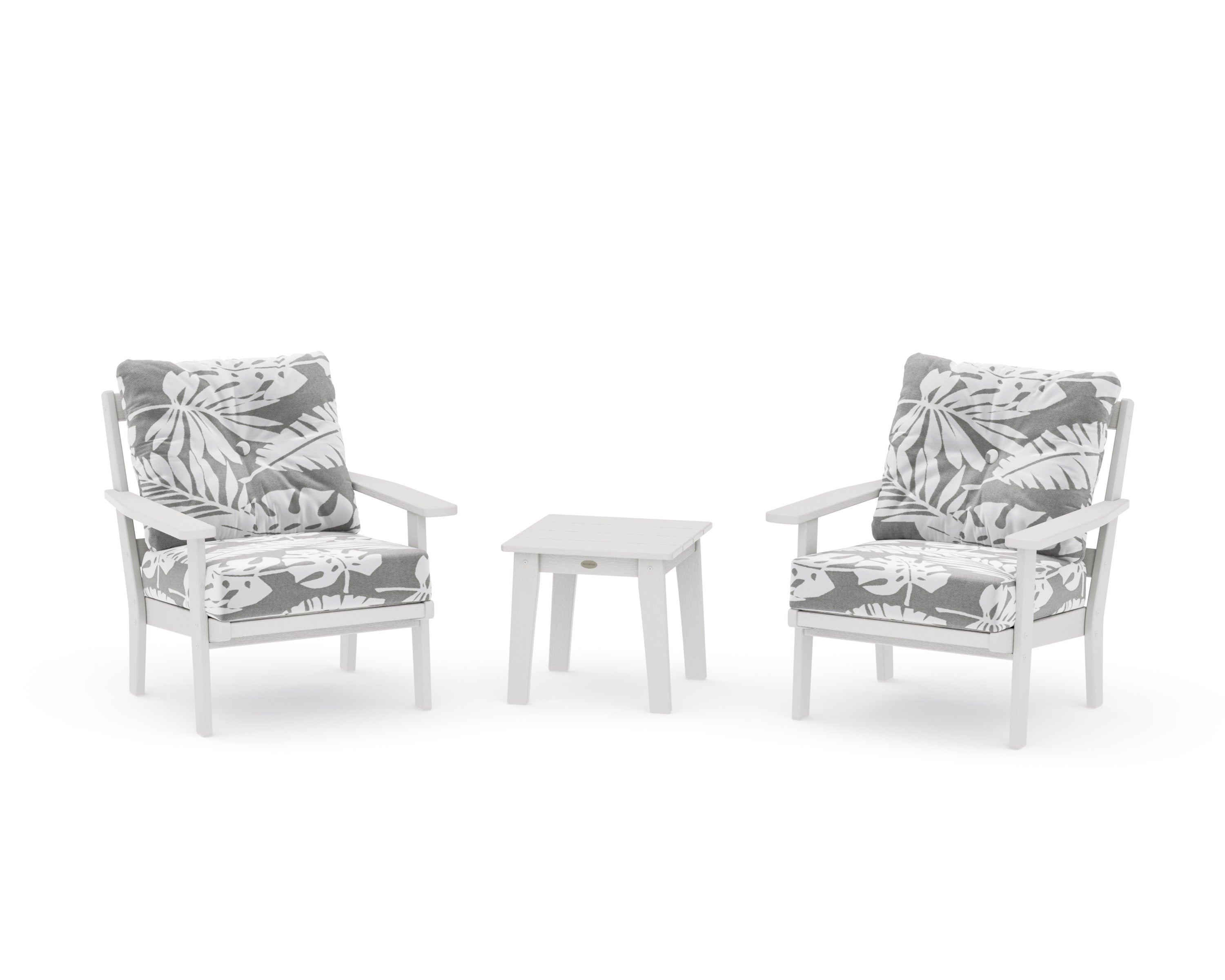 Prairie 3-Piece Deep Seating Set in Vintage White / Leaf Grey Mist