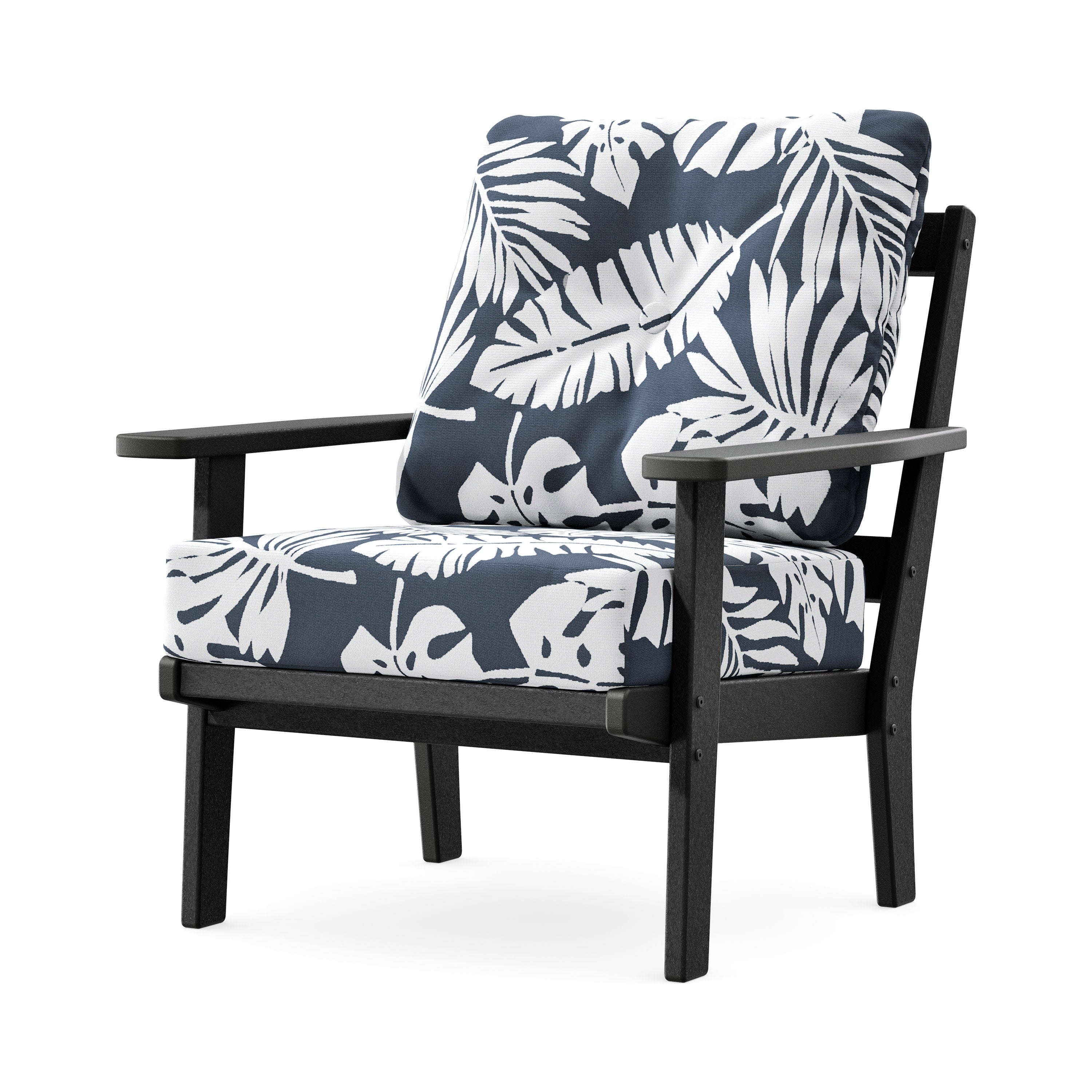 Prairie Deep Seating Chair in Black / Leaf Marine Indigo