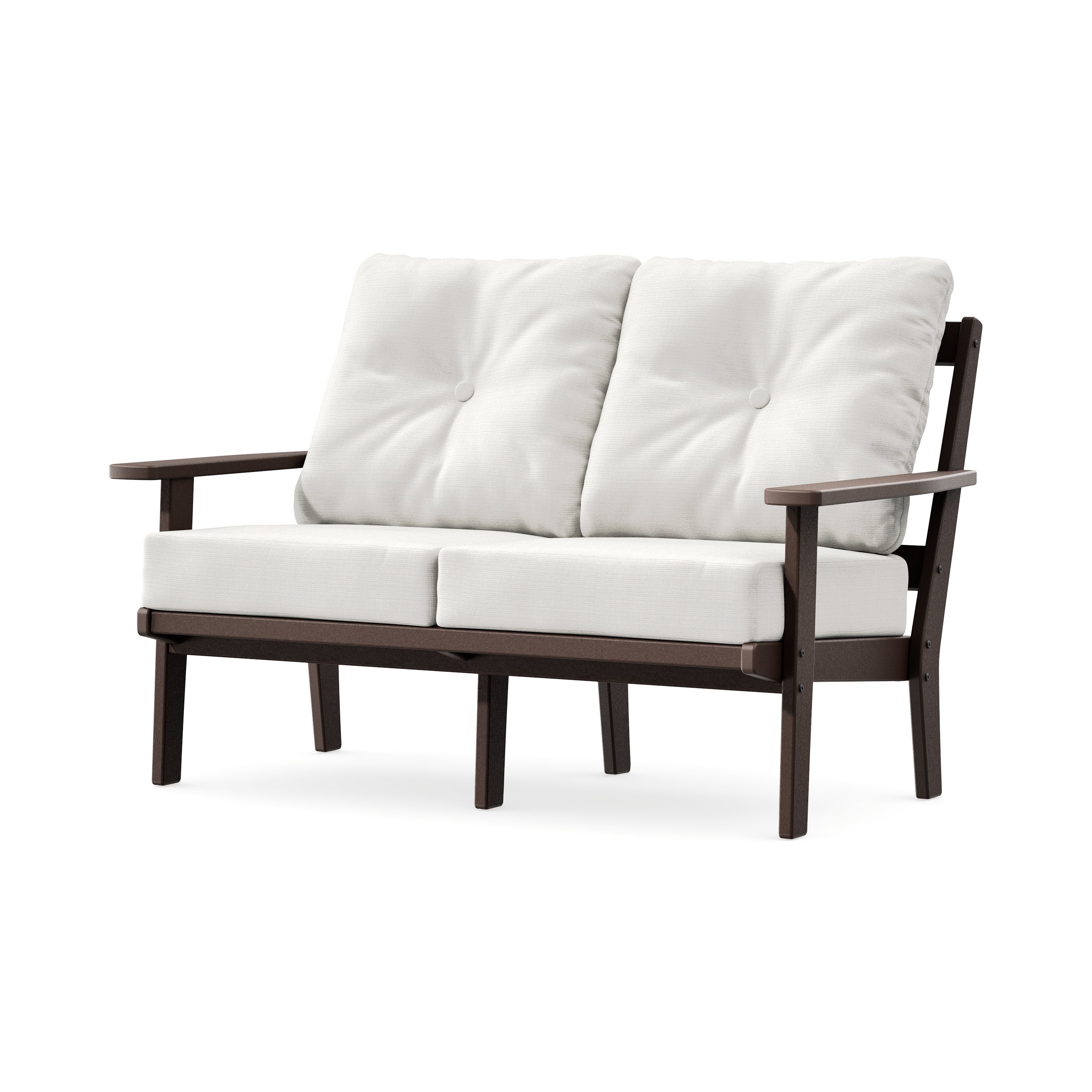 Prairie Deep SeatingLoveseat in Mahogany / Natural Linen