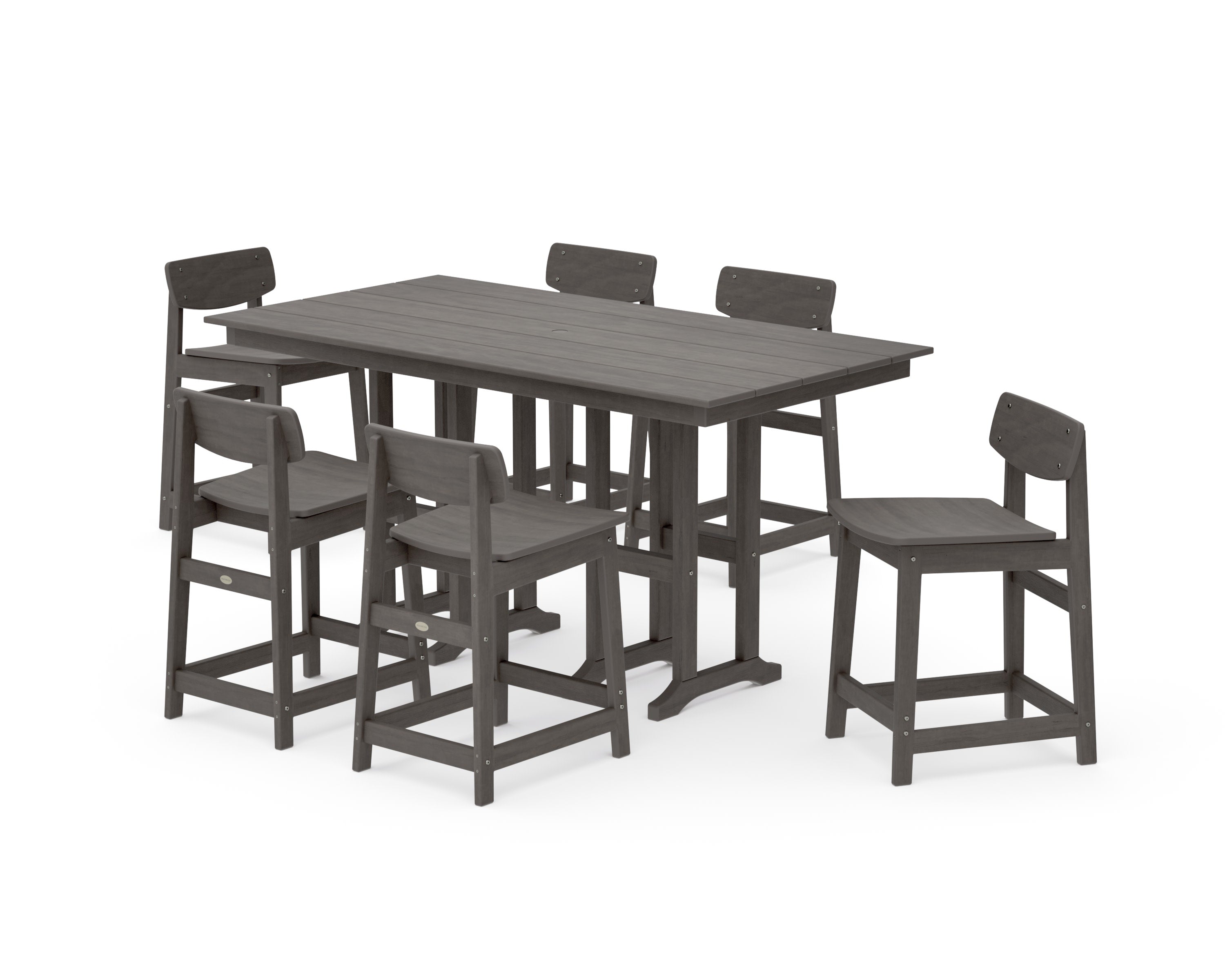 Modern Studio Urban Lowback Counter Chair 7-Piece Set in Driftwood
